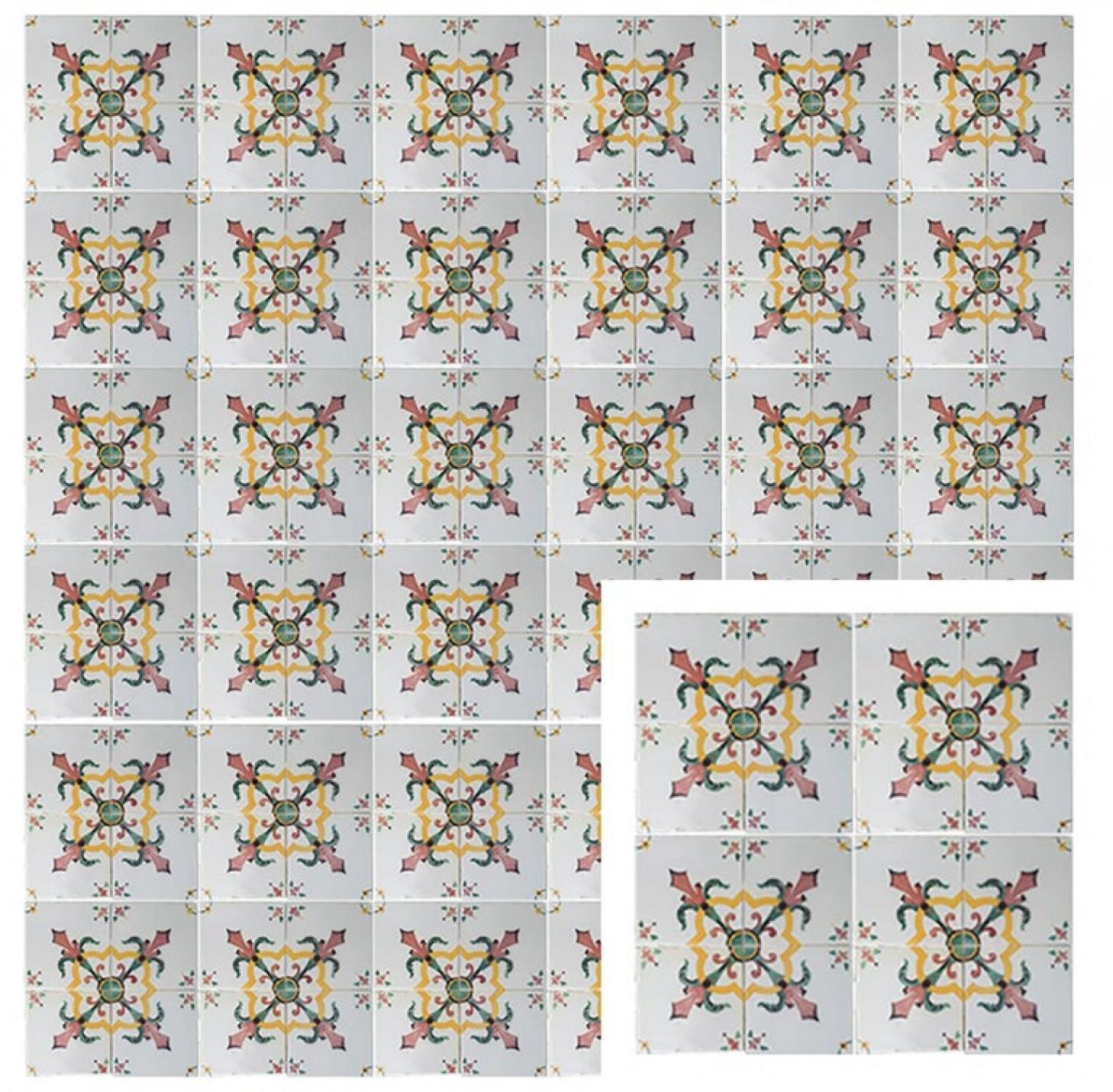 Glazed 1 of 52 Handmade Antique Ceramic Tiles by Devres, France, 1920s For Sale