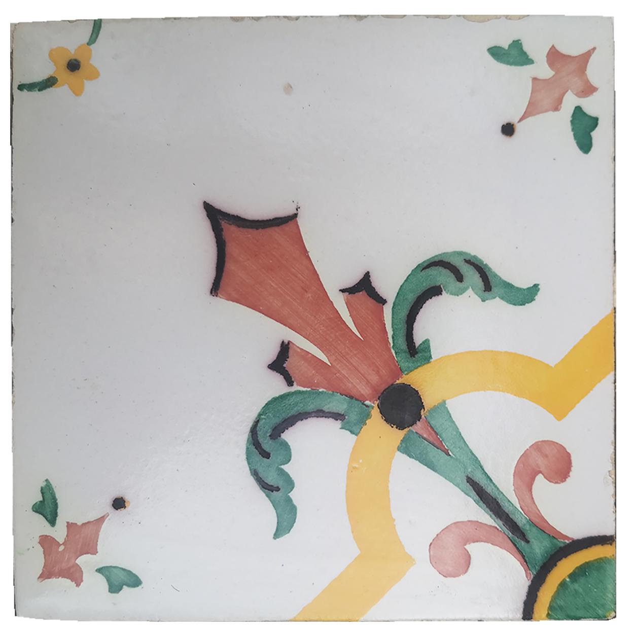 French 1 of 52 Handmade Antique Ceramic Tiles by Devres, France, 1920s For Sale