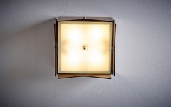 1 von 5 1960er Design Flush Mount aus getöntem braunem Glas, Nos Italy