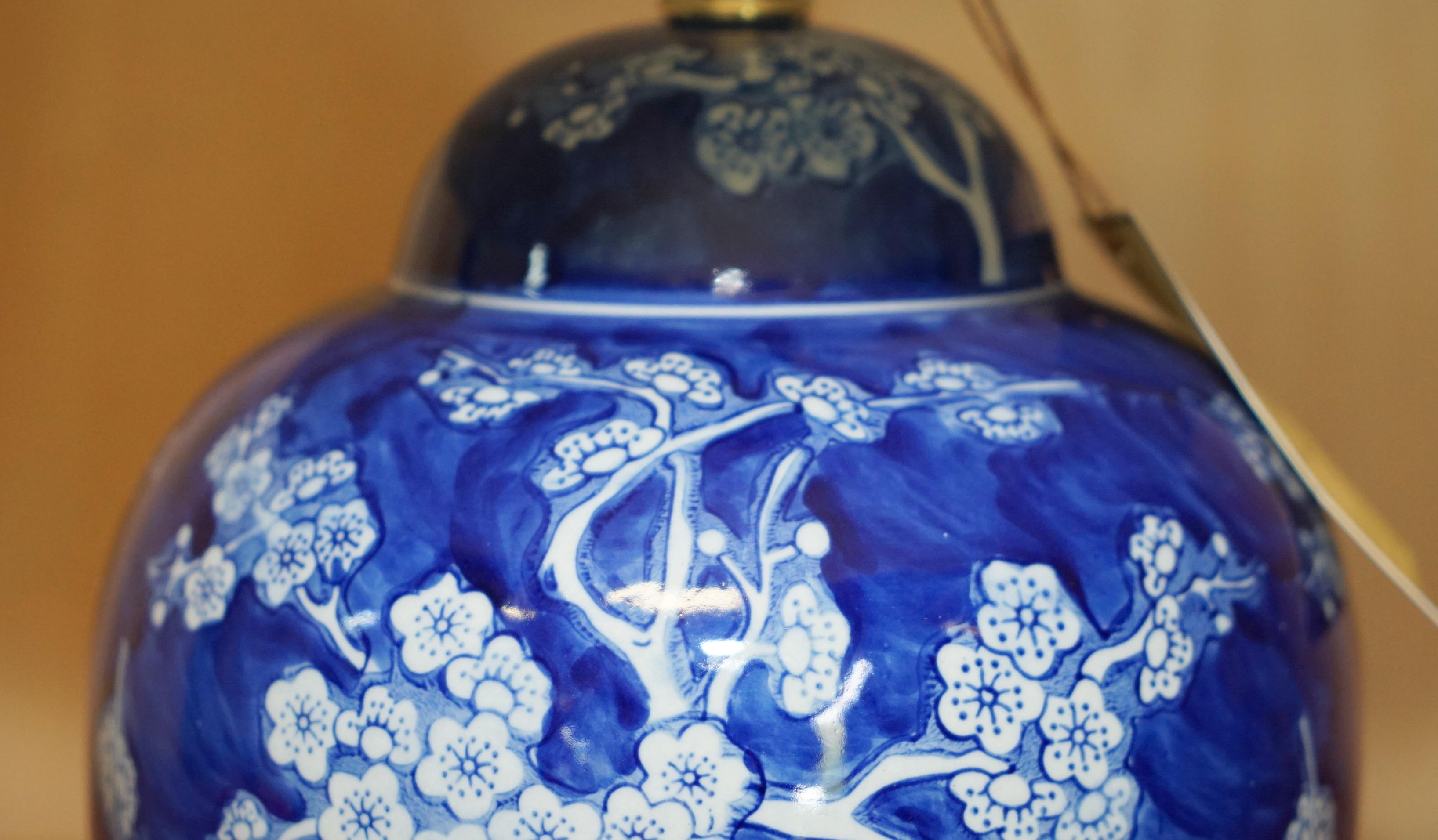 Hand-Crafted 1 OF 6 BRAND NEW BOXED RALPH LAUREN COBALT BLUE & WHITE CHINESE PORCELAIN LAMPs For Sale