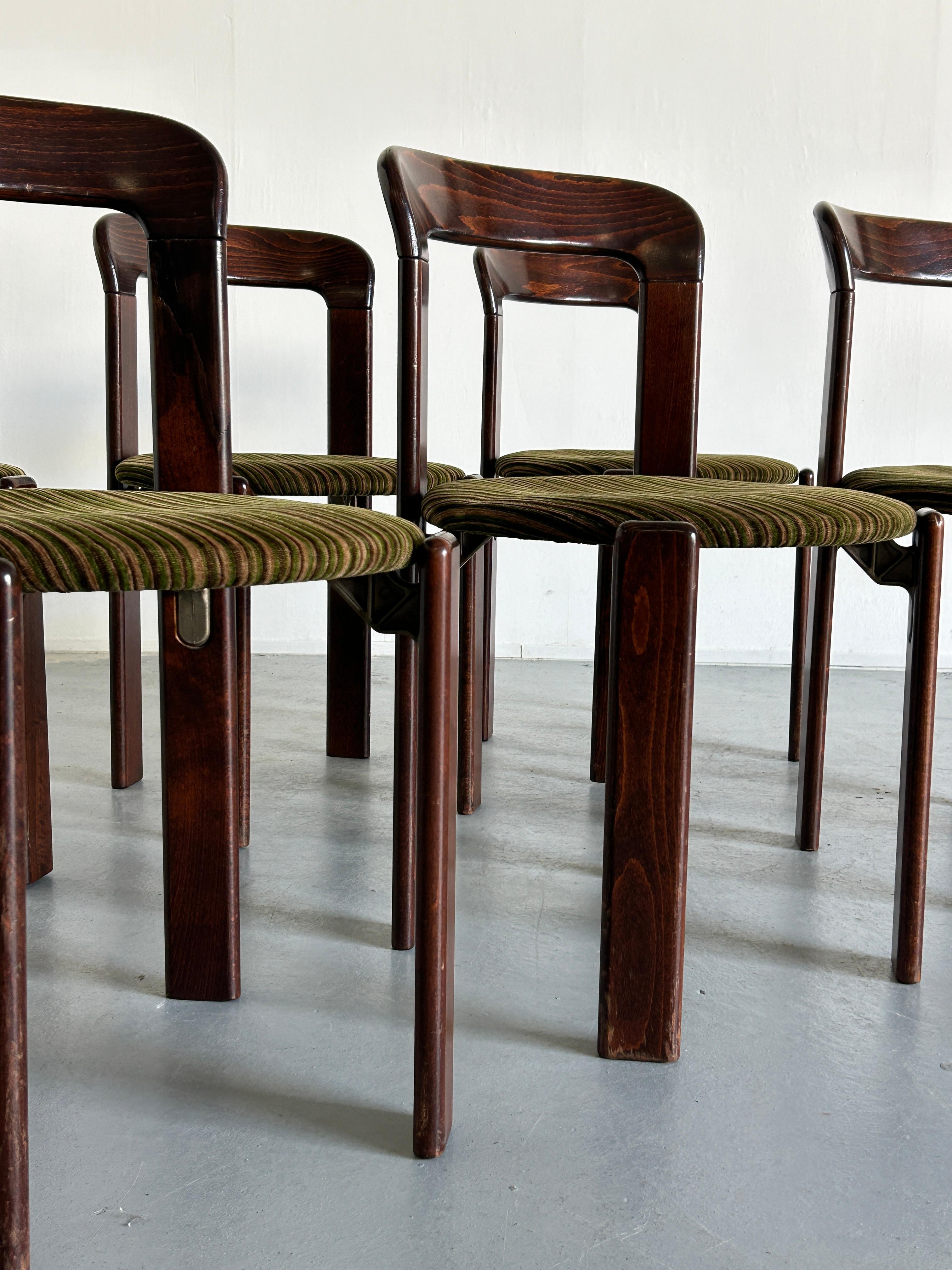 1 of 6 Bruno Rey Stackable Mid-Century Modern Dining Chairs for Kusch & Co, 80s 4