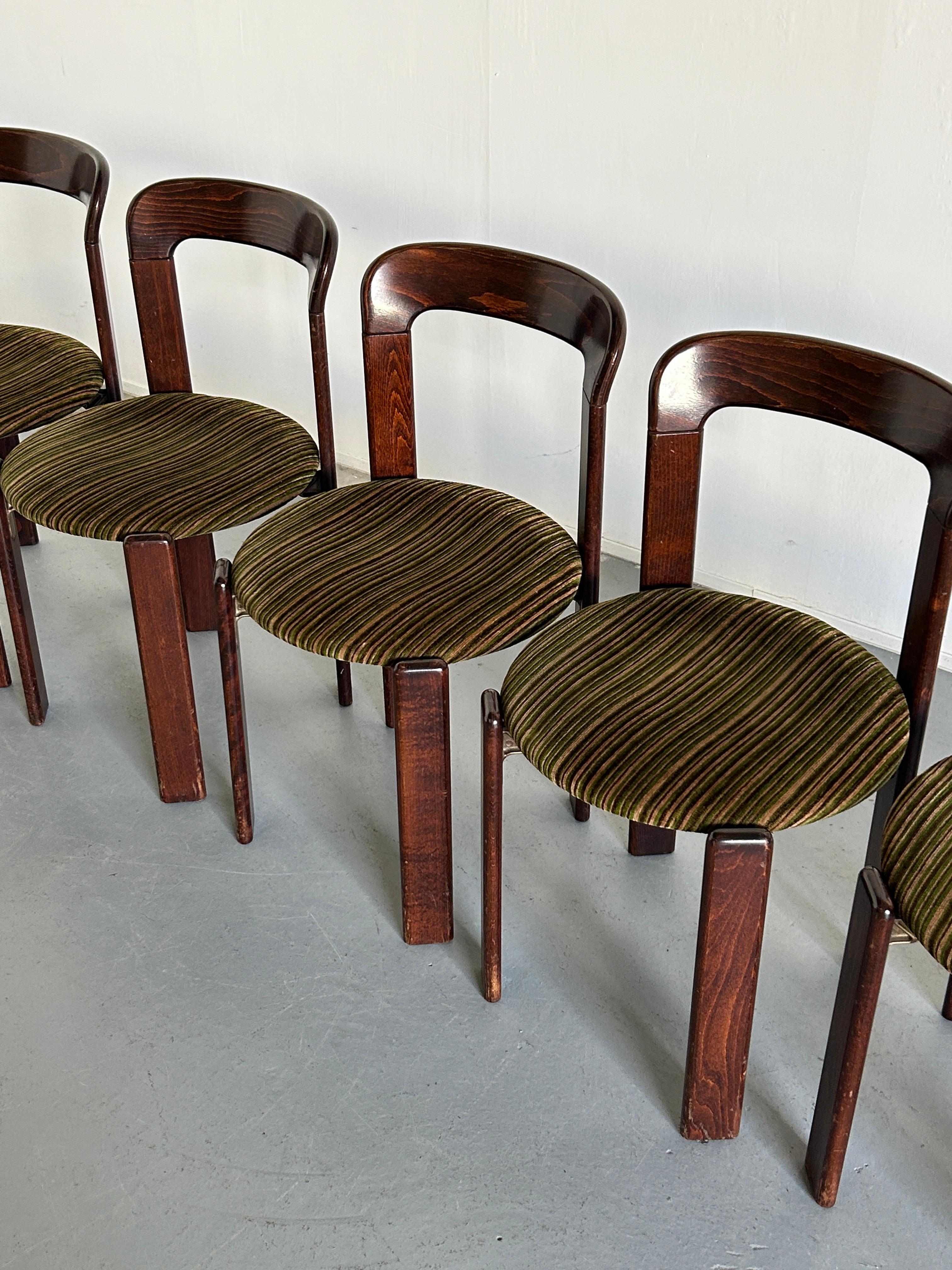 1 of 6 Bruno Rey Stackable Mid-Century Modern Dining Chairs for Kusch & Co, 80s 5
