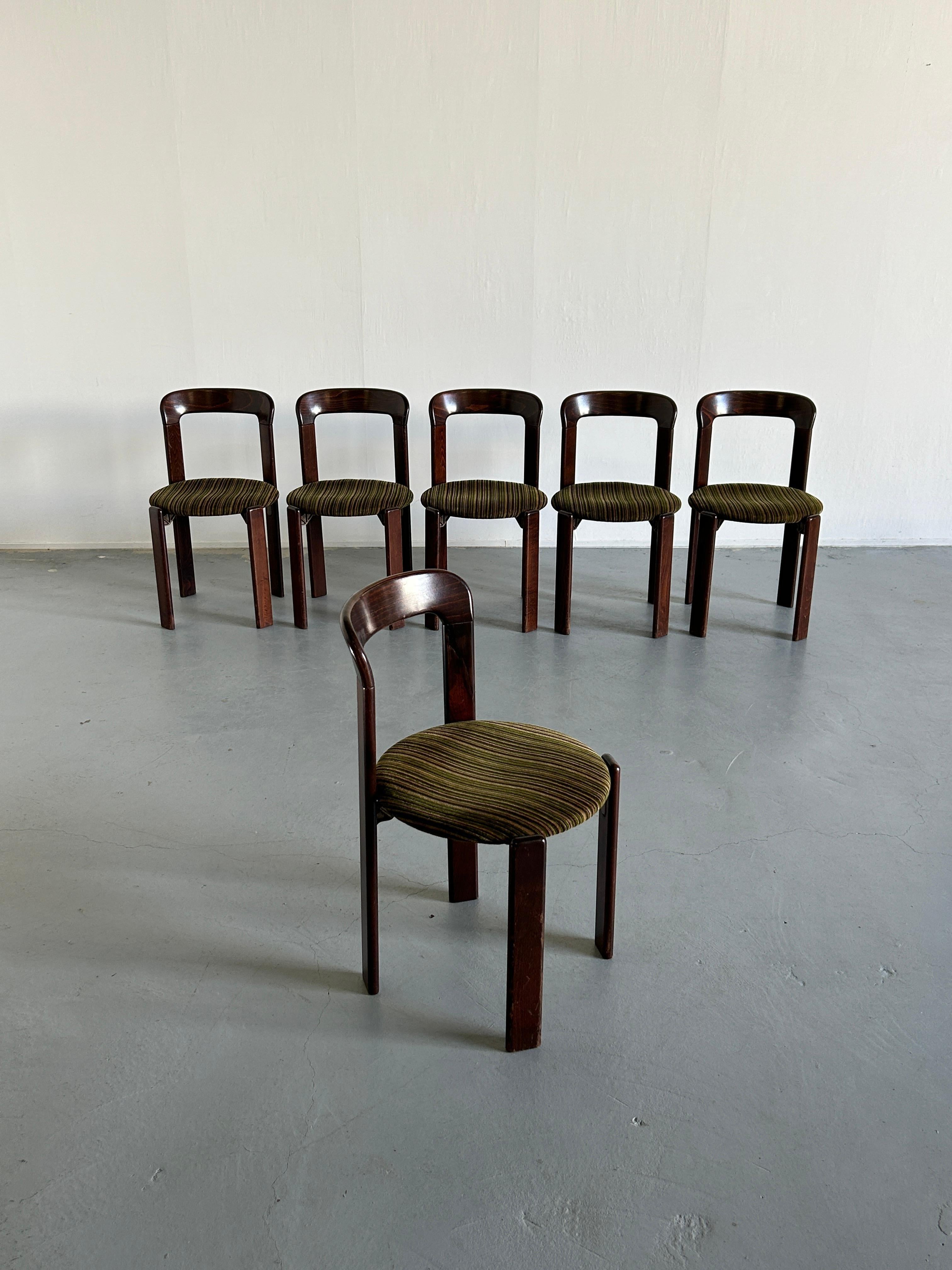 Late 20th Century 1 of 6 Bruno Rey Stackable Mid-Century Modern Dining Chairs for Kusch & Co, 80s