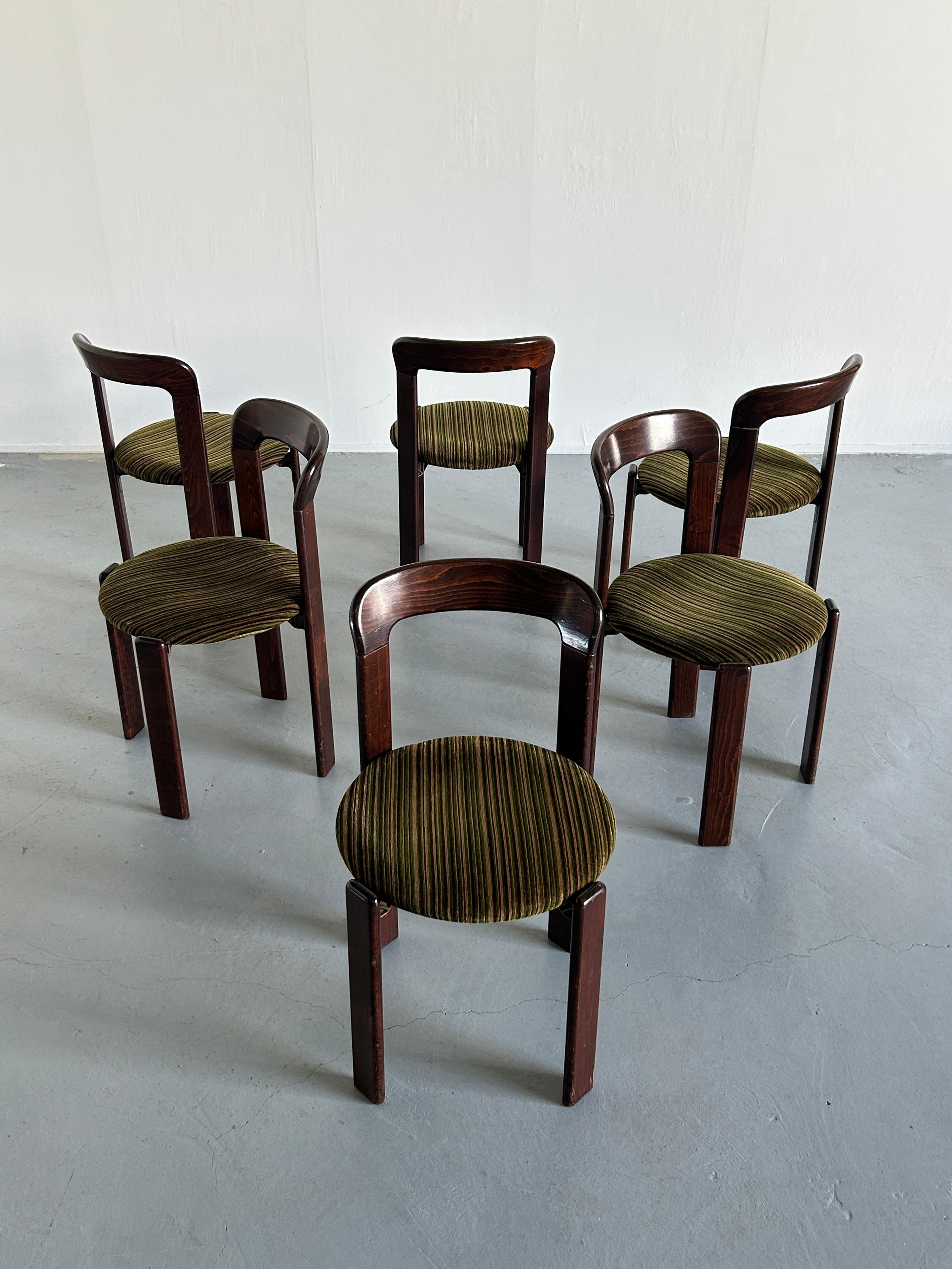 1 of 6 Bruno Rey Stackable Mid-Century Modern Dining Chairs for Kusch & Co, 80s 1