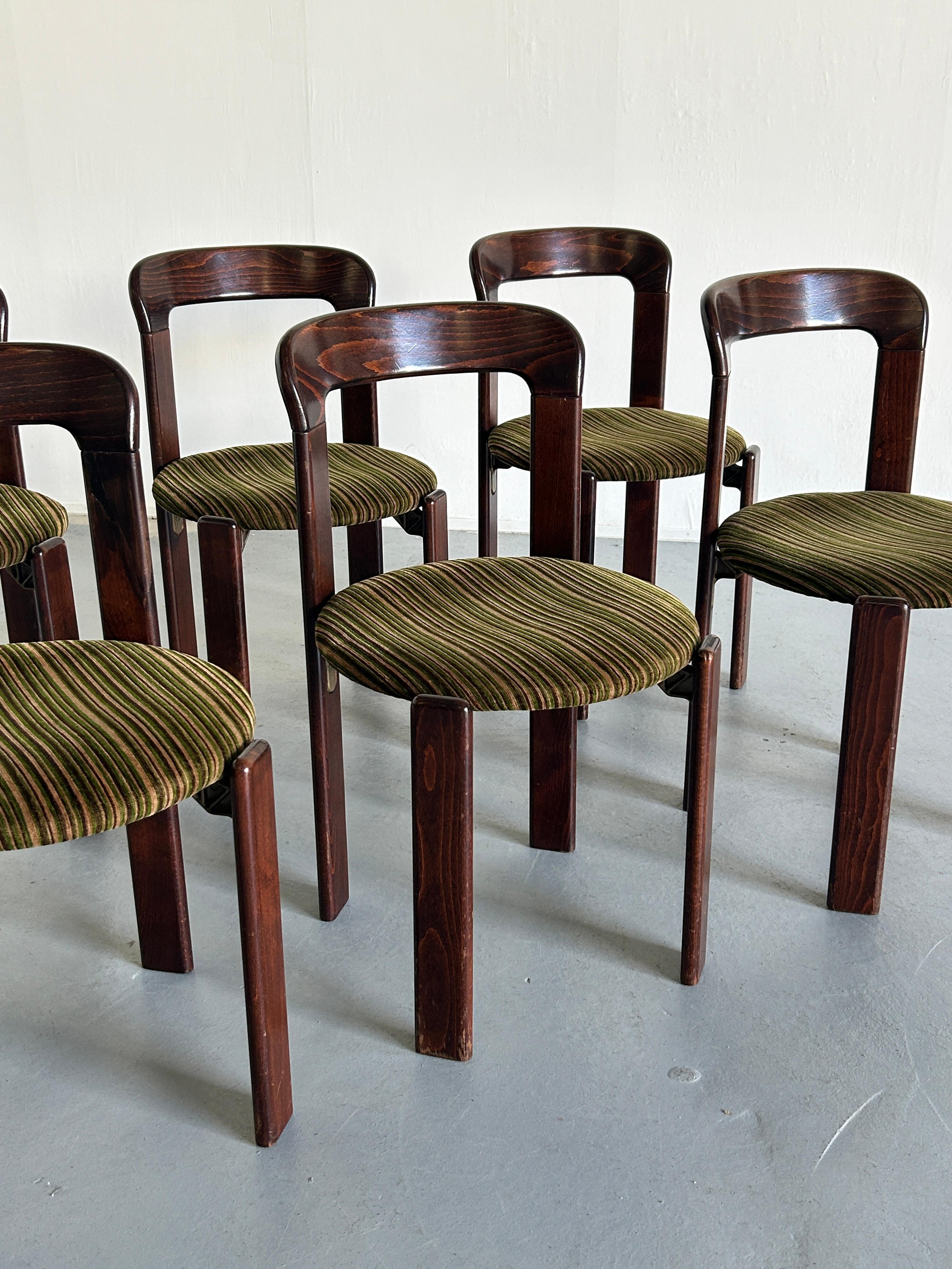 1 of 6 Bruno Rey Stackable Mid-Century Modern Dining Chairs for Kusch & Co, 80s 3