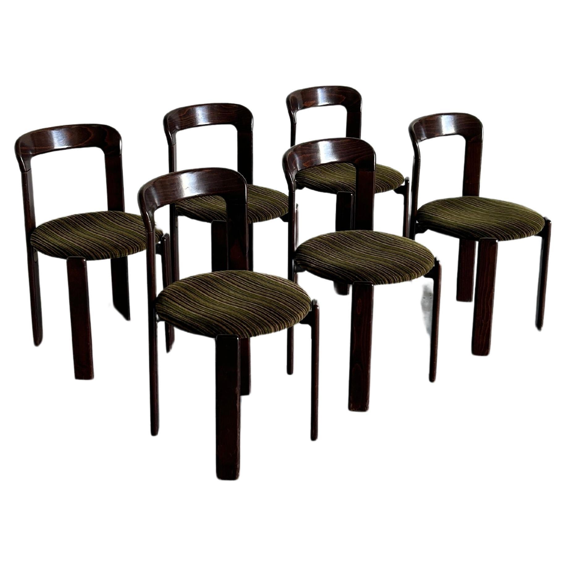 1 of 6 Bruno Rey Stackable Mid-Century Modern Dining Chairs for Kusch & Co, 80s