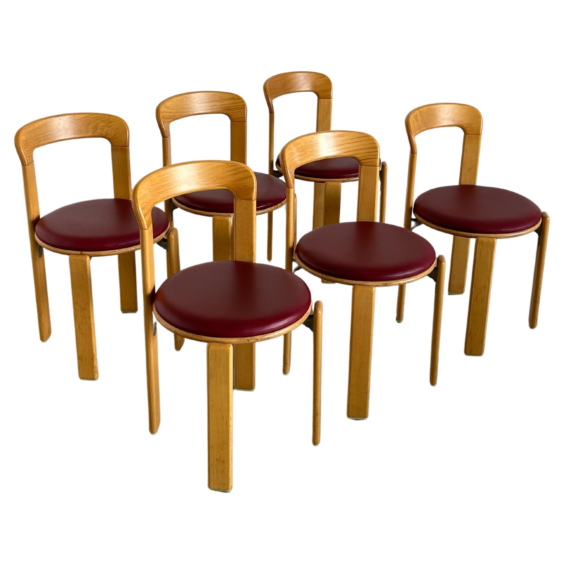 1 of 6 Bruno Rey Stackable Mid-Century Modern Dining Chairs for Kusch & Co, 90s
