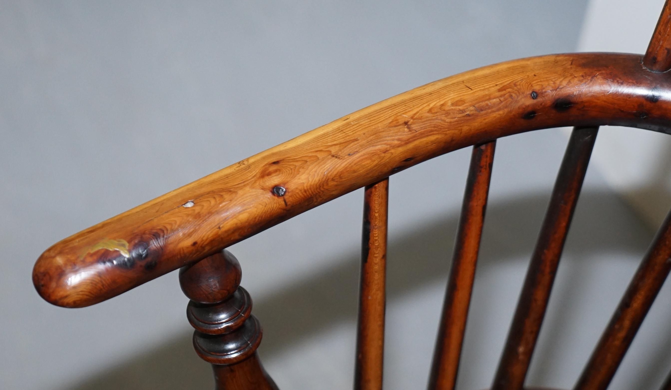 1 of 6 Burr Yew Wood and Elm Windsor Armchairs circa 1860 English Country House 4