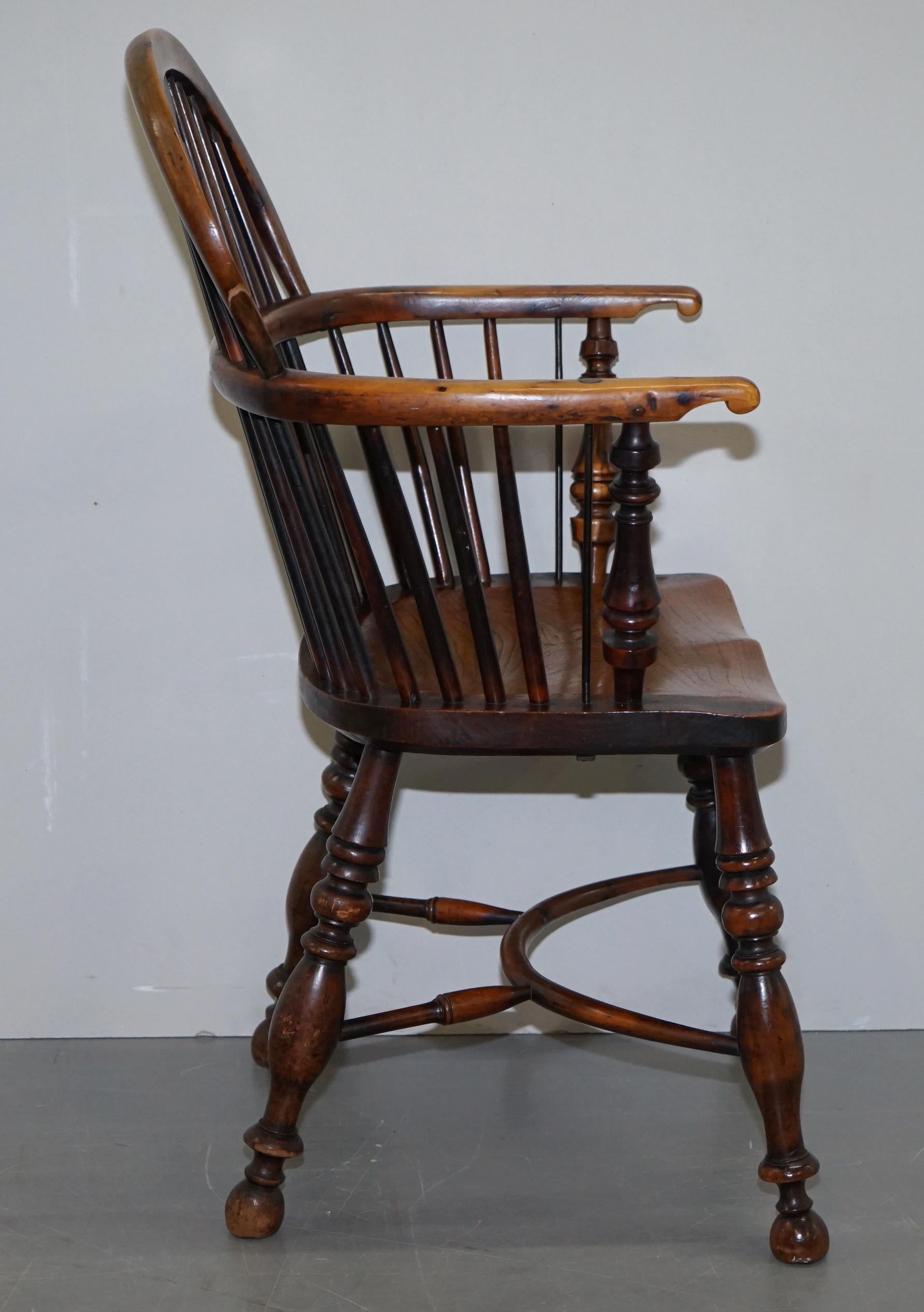 1 of 6 Burr Yew Wood & Elm Windsor Armchairs circa 1860 English Country House For Sale 8