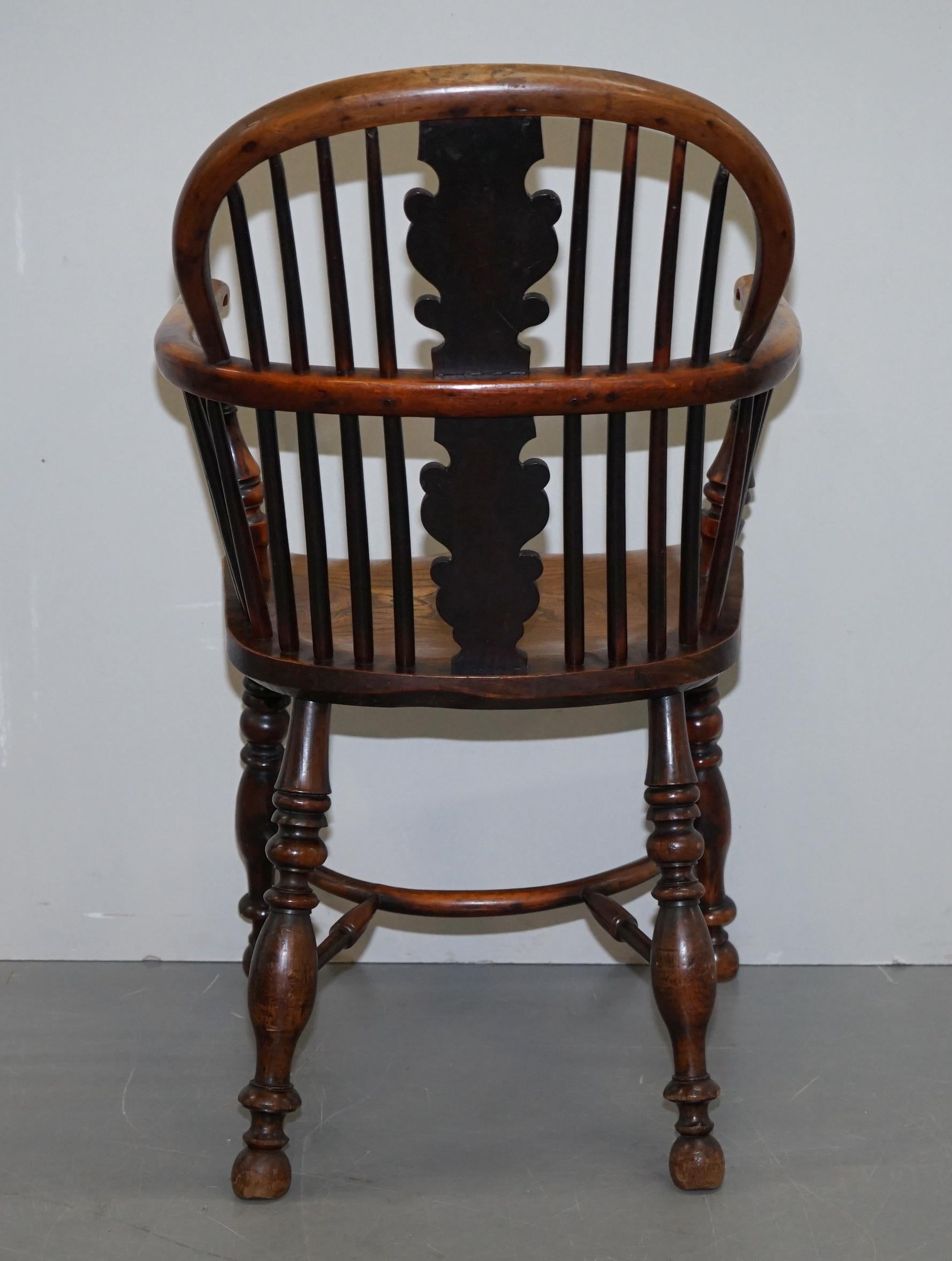 1 of 6 Burr Yew Wood & Elm Windsor Armchairs circa 1860 English Country House For Sale 10