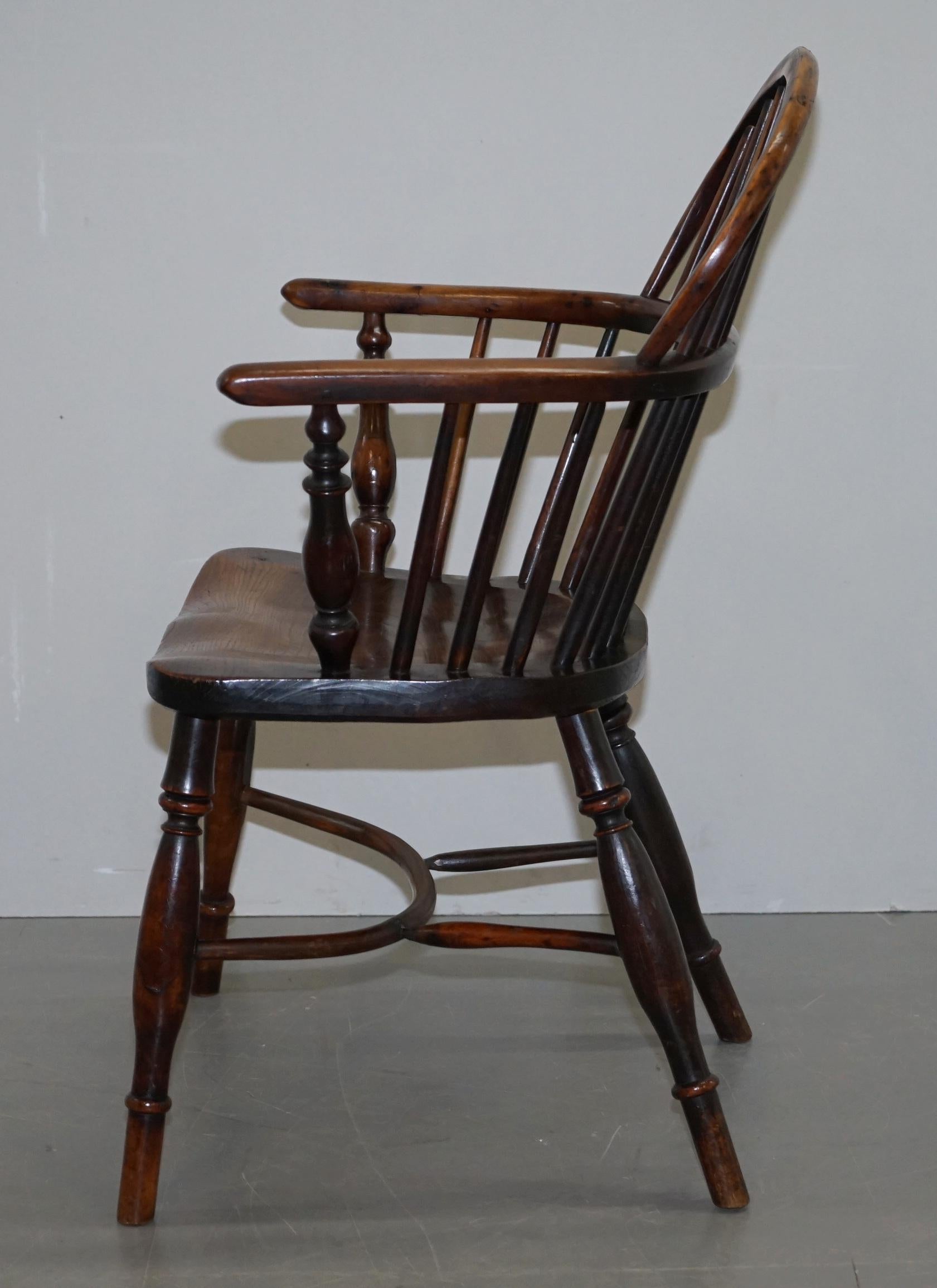 1 of 6 Burr Yew Wood and Elm Windsor Armchairs circa 1860 English Country House 9