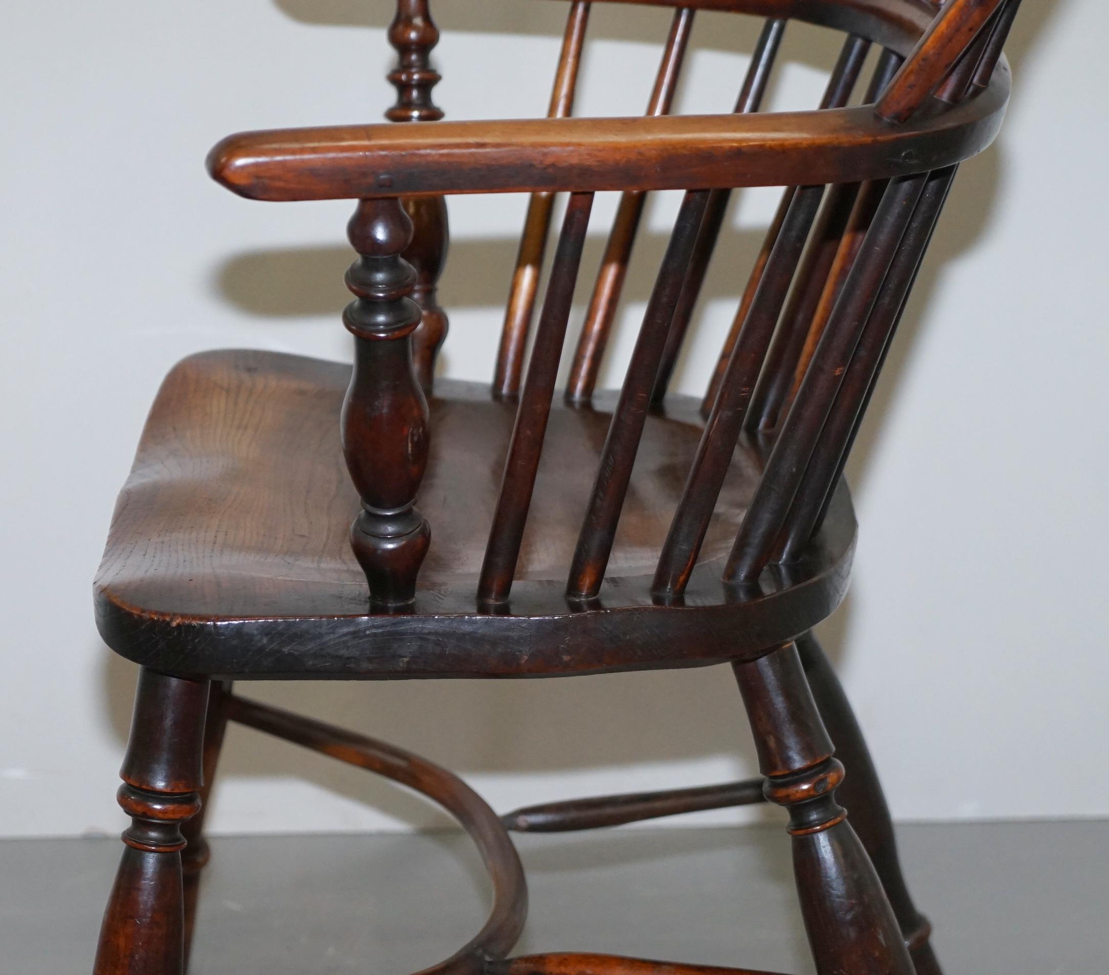 1 of 6 Burr Yew Wood and Elm Windsor Armchairs circa 1860 English Country House 10