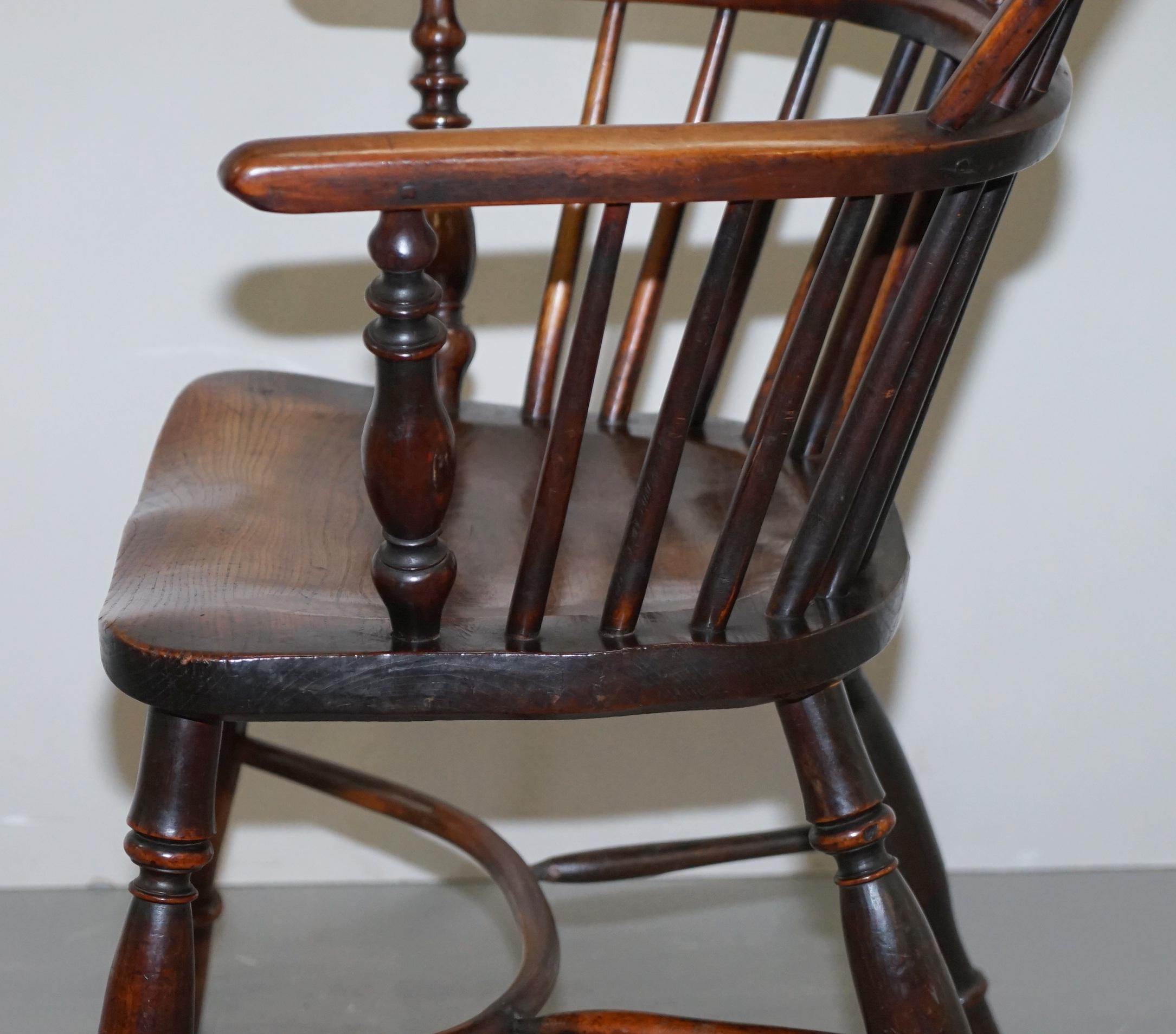 1 of 6 Burr Yew Wood and Elm Windsor Armchairs circa 1860 English Country House 9