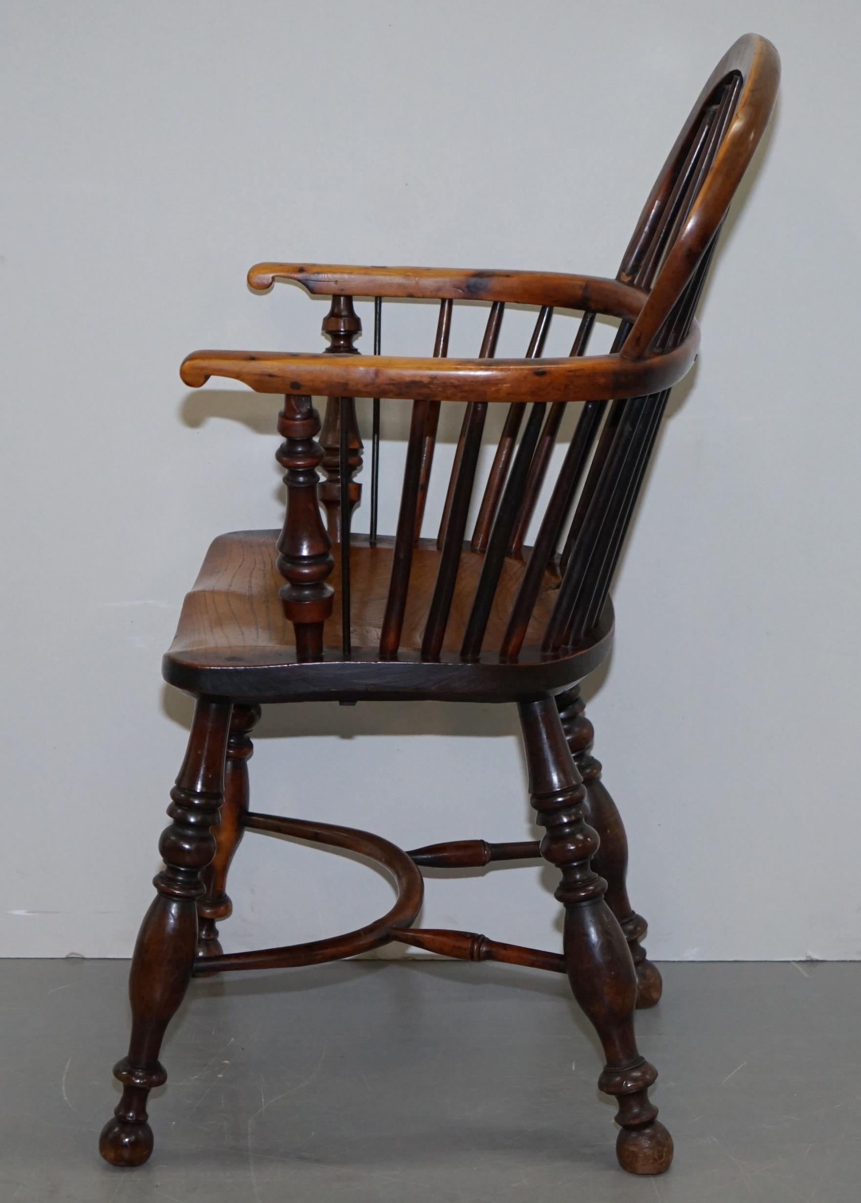 1 of 6 Burr Yew Wood & Elm Windsor Armchairs circa 1860 English Country House For Sale 12