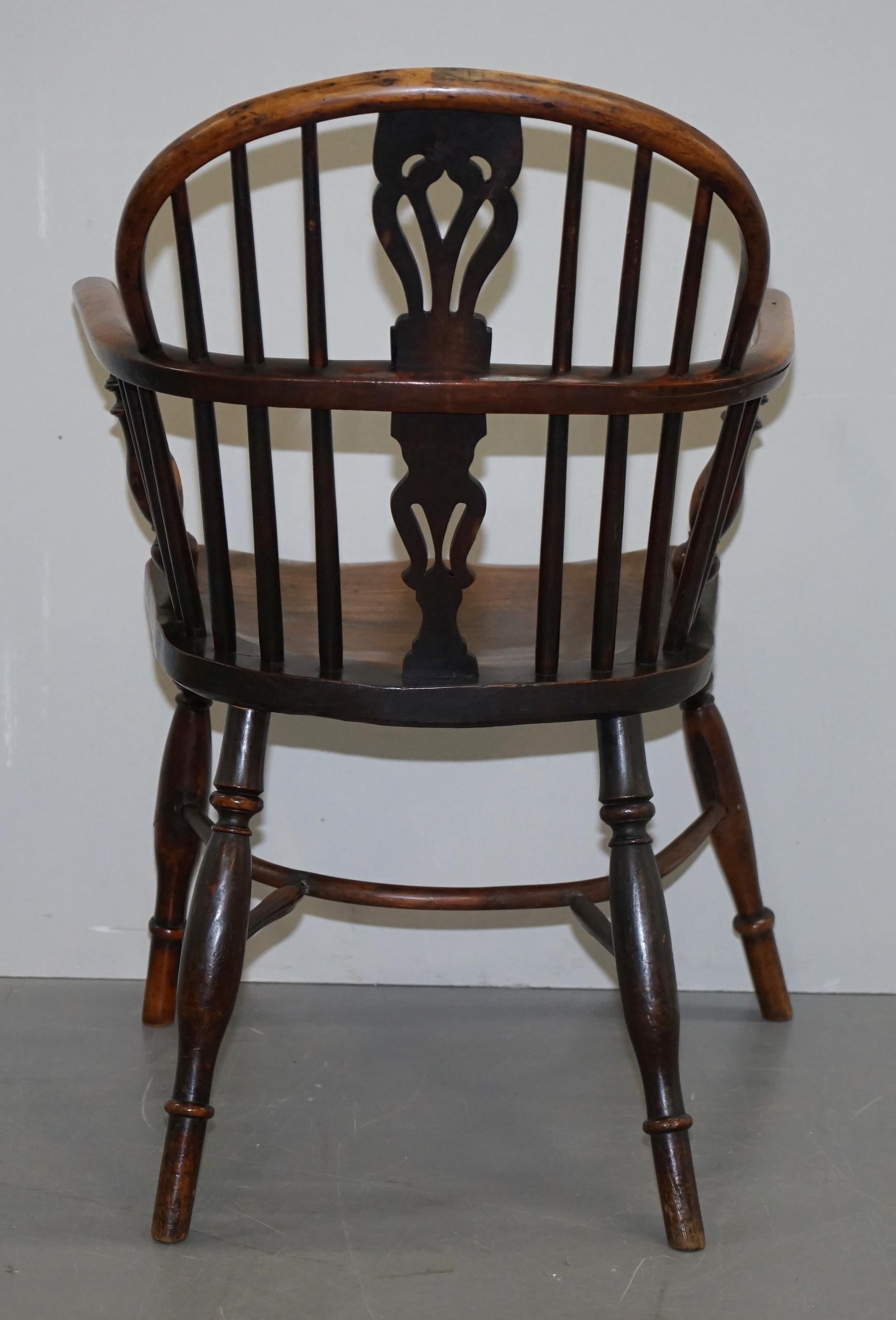 1 of 6 Burr Yew Wood and Elm Windsor Armchairs circa 1860 English Country House 11
