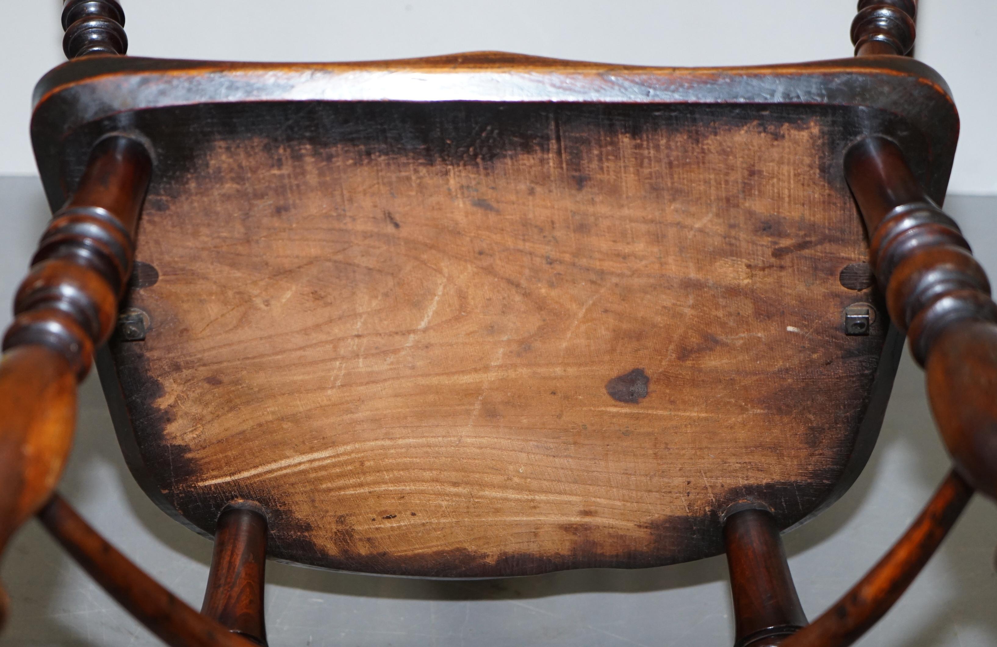 1 of 6 Burr Yew Wood & Elm Windsor Armchairs circa 1860 English Country House For Sale 15