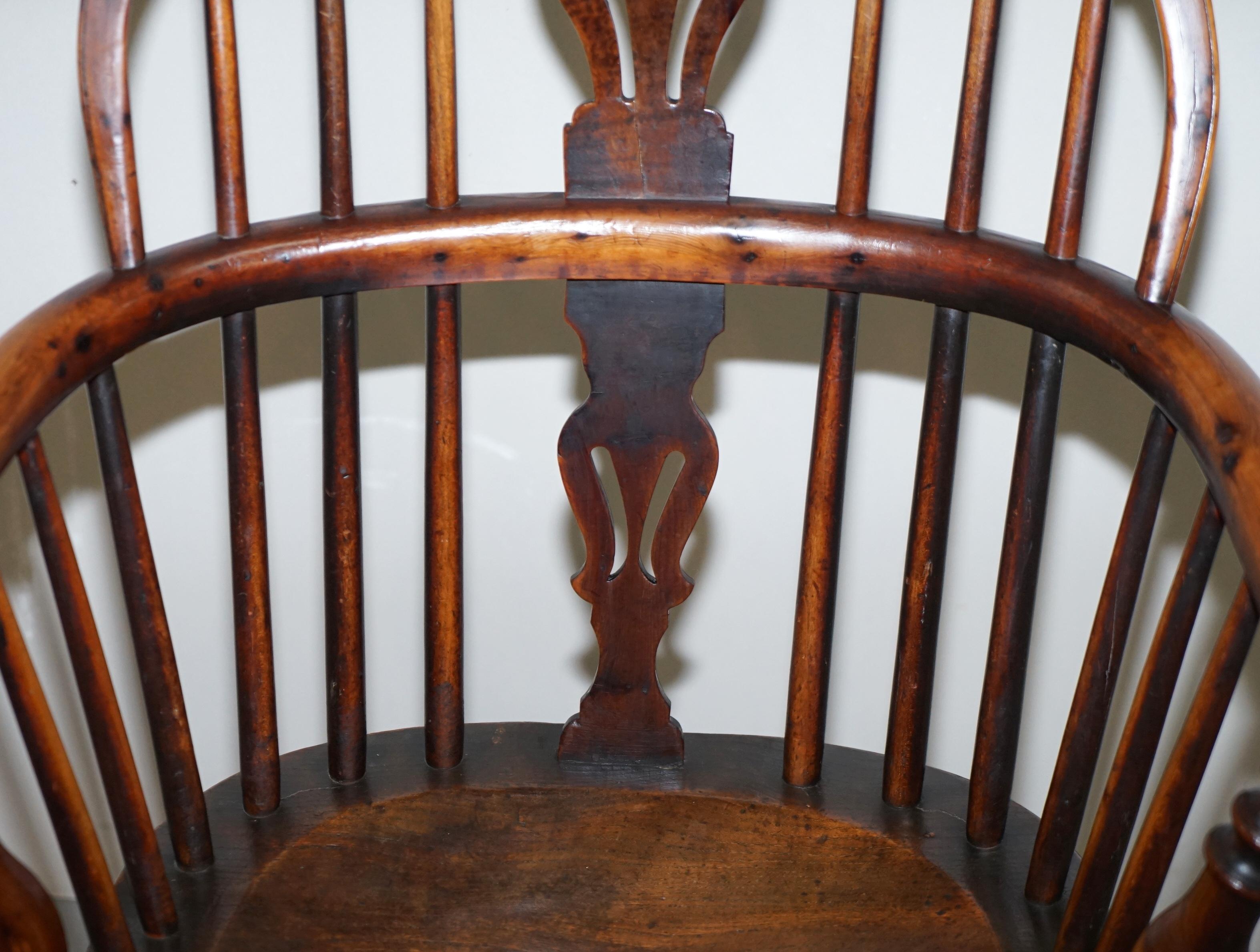 1 of 6 Burr Yew Wood and Elm Windsor Armchairs circa 1860 English Country House In Fair Condition In West Sussex, Pulborough