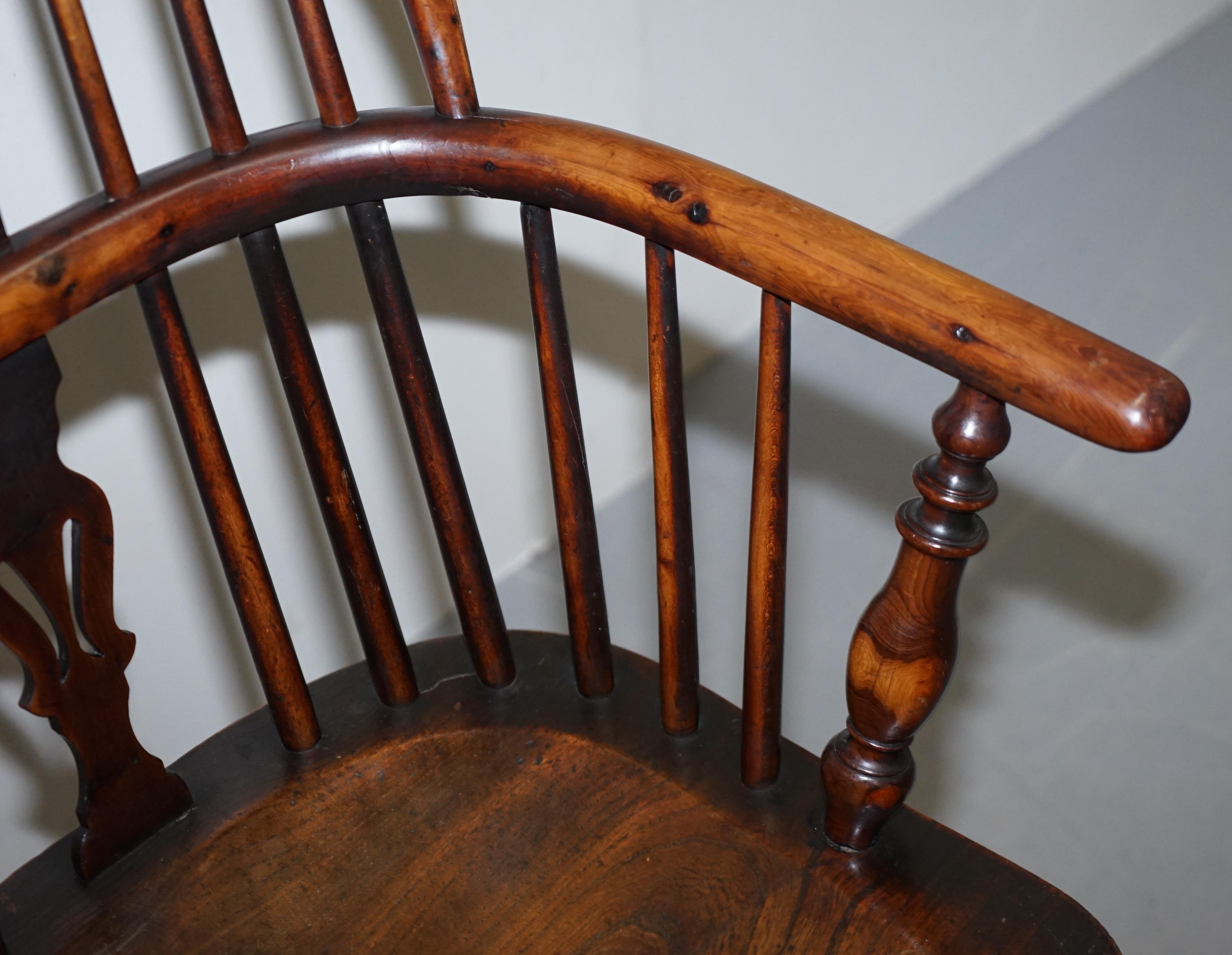 1 of 6 Burr Yew Wood and Elm Windsor Armchairs circa 1860 English Country House 2