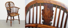 1 of 6 Burr Yew Wood & Elm Windsor Armchairs circa 1860 English Country House
