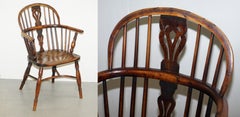 1 of 6 Burr Yew Wood and Elm Windsor Armchairs circa 1860 English Country House