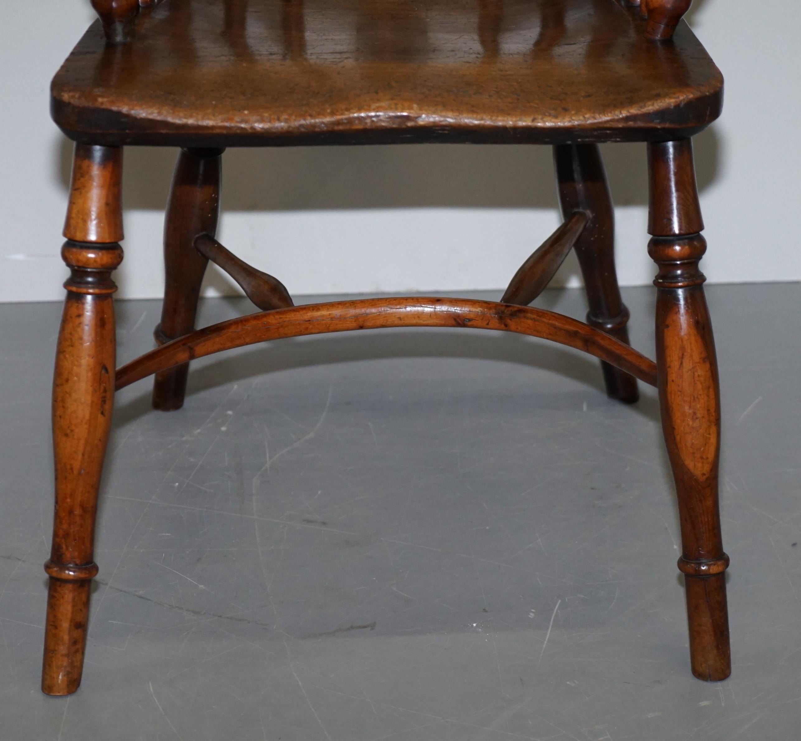 1 of 6 Burr Yew Wood Windsor Armchairs circa 1860 English Countryhouse Furniture For Sale 4