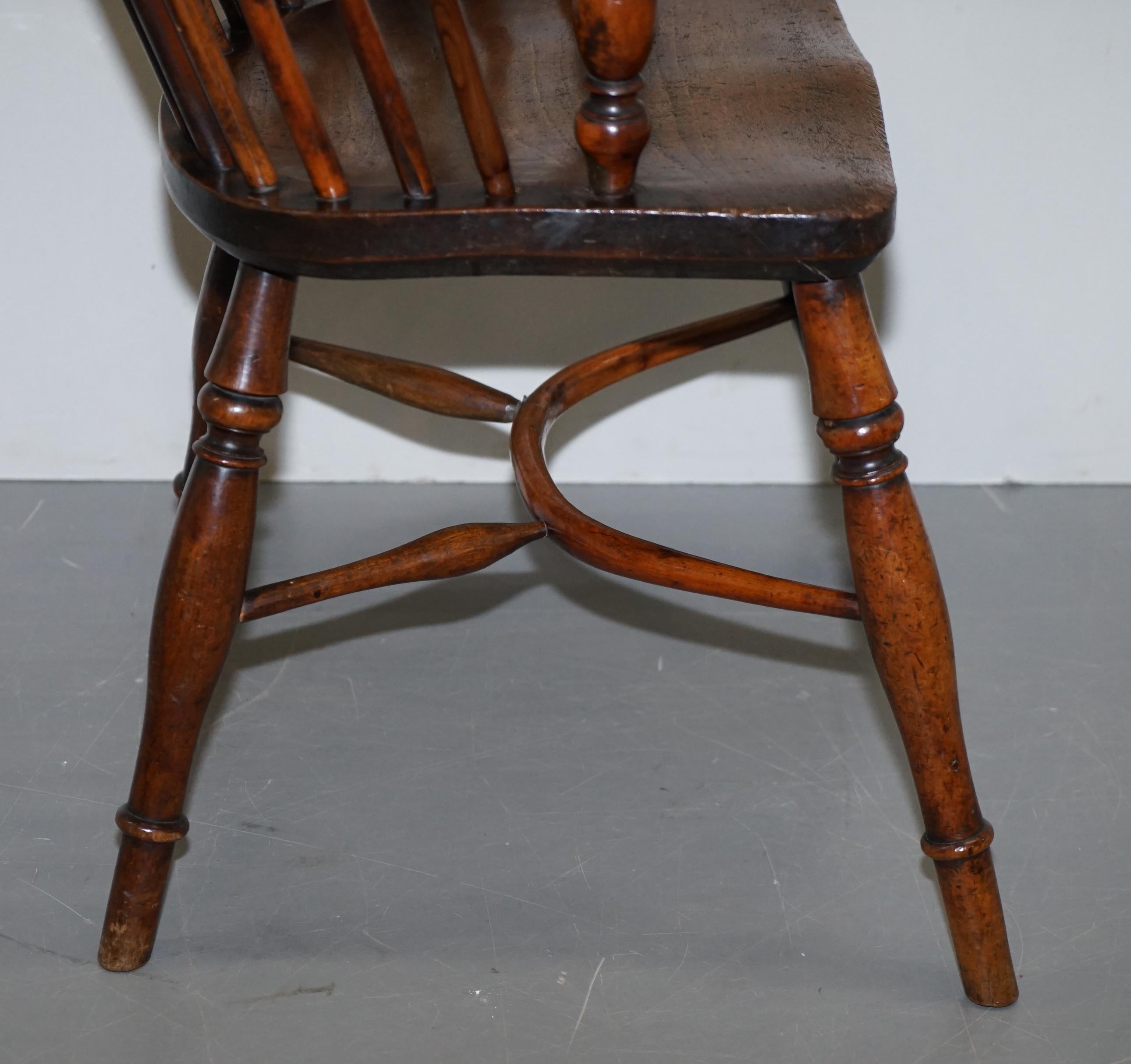1 of 6 Burr Yew Wood Windsor Armchairs circa 1860 English Countryhouse Furniture For Sale 7