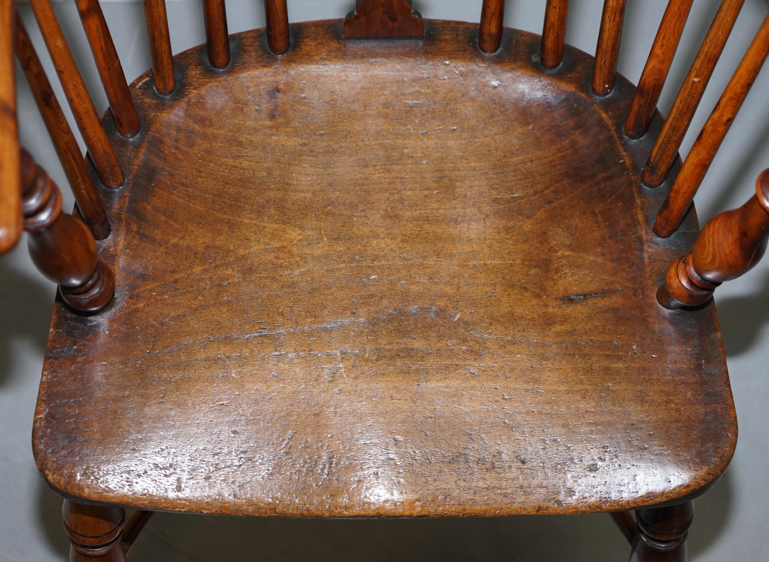 1 of 6 Burr Yew Wood Windsor Armchairs circa 1860 English Countryhouse Furniture For Sale 2