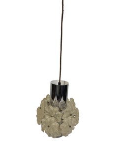 1 of 6 Chrome Pendant Fixture with Lucite Flower Clusters by Kalmar Austria 1960