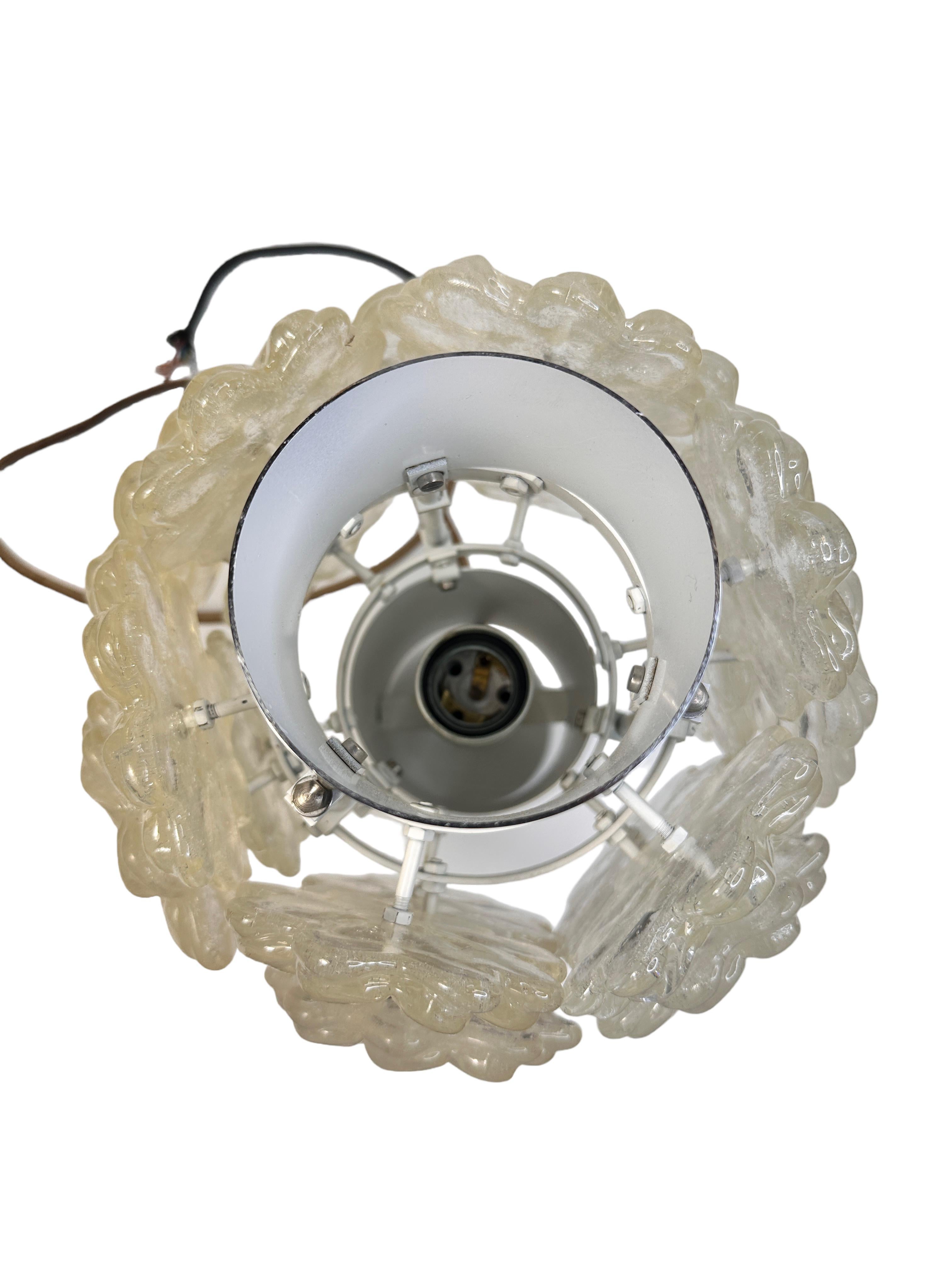 1 of 6 Chrome Pendant Fixture with Lucite Flower Clusters by Kalmar Austria 1960 For Sale 1