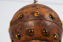 1 of 6 Copper & Amber Glass Bubble Pendant Lamp in Nanny Still style, 1960s