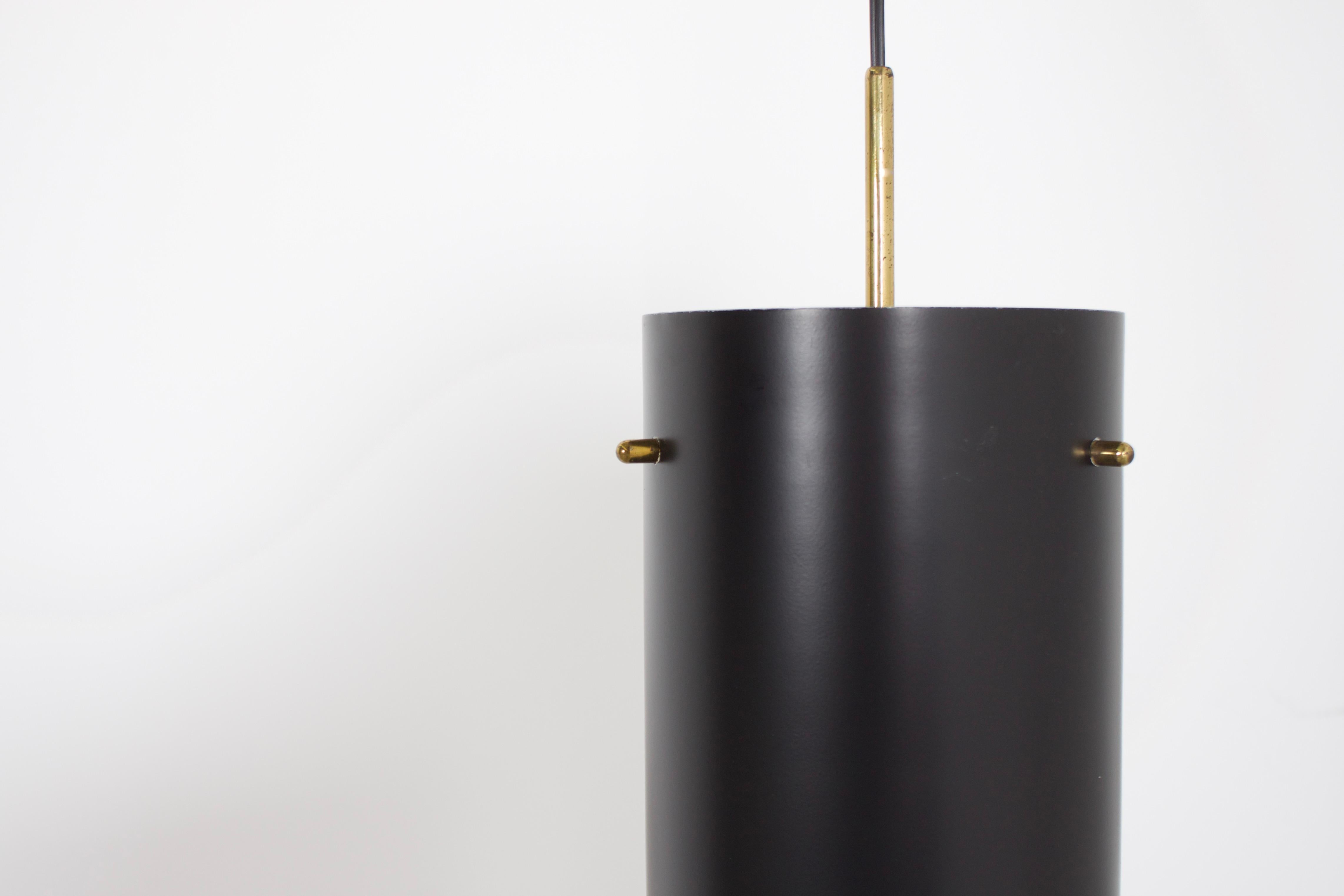 20th Century 1 of 6 Cylindrical Metal and Brass Stilnovo Pendants, Italy, 1950s 