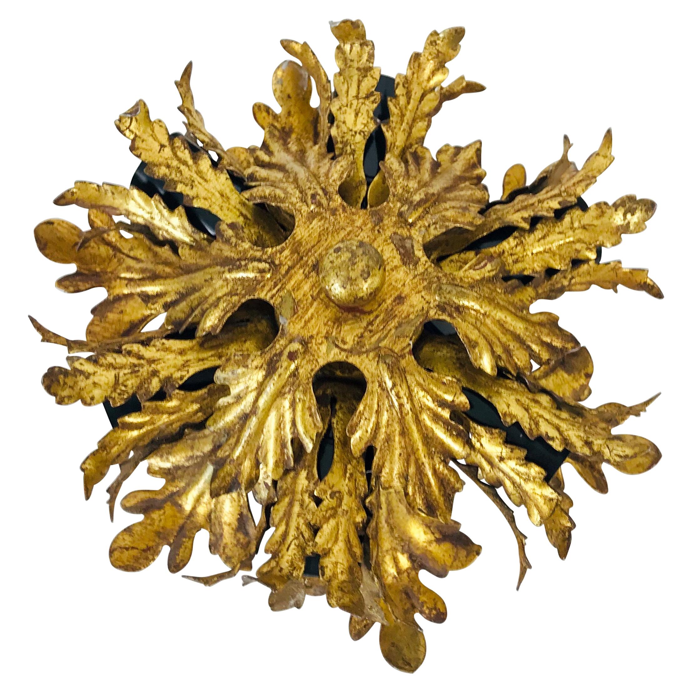 Golden Florentine Flower Shape Flushmount by Banci, Italy, 1970s