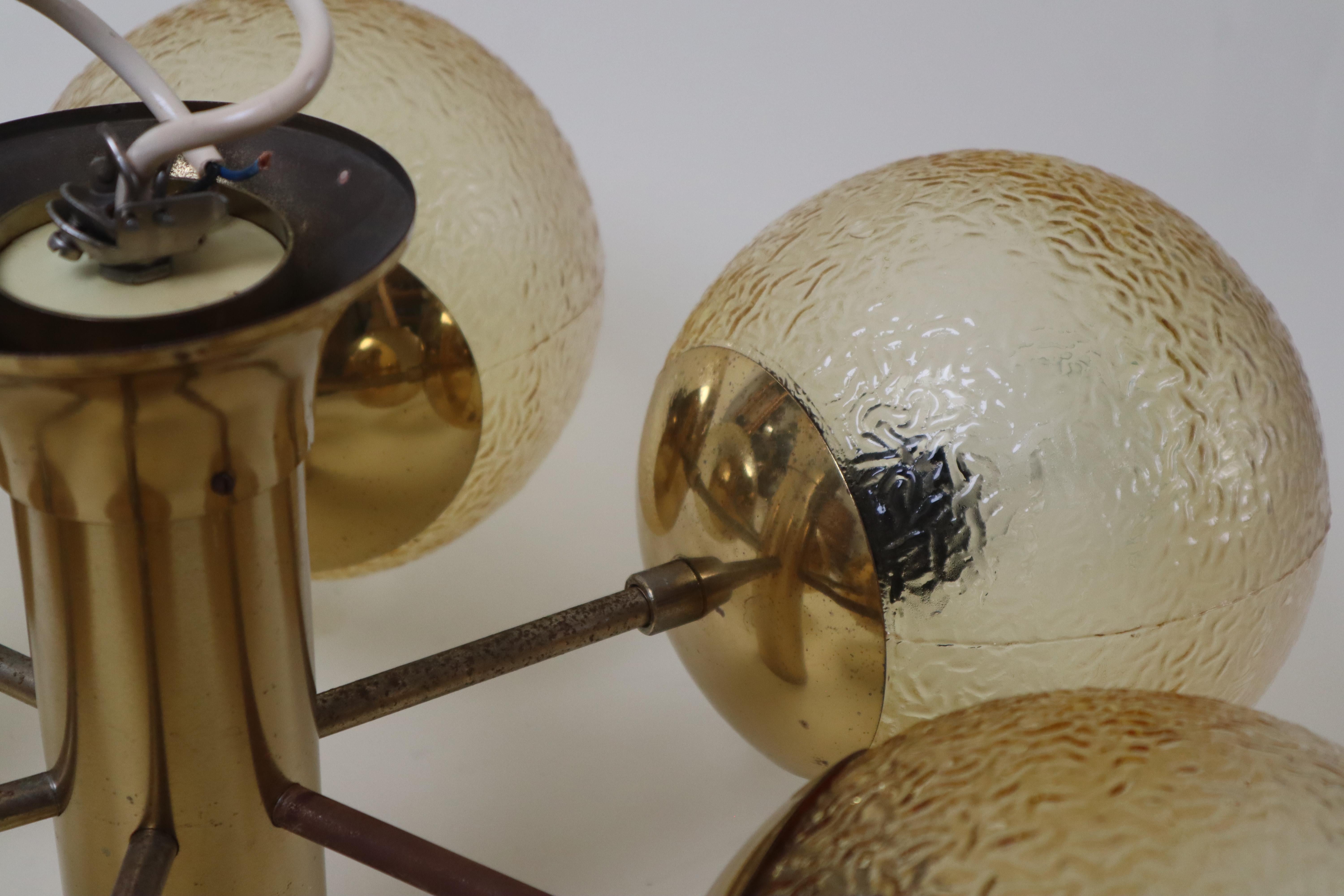 1 of 6 Golden Space Age Sphere Ceiling Lamp Germany 1970s en vente 4