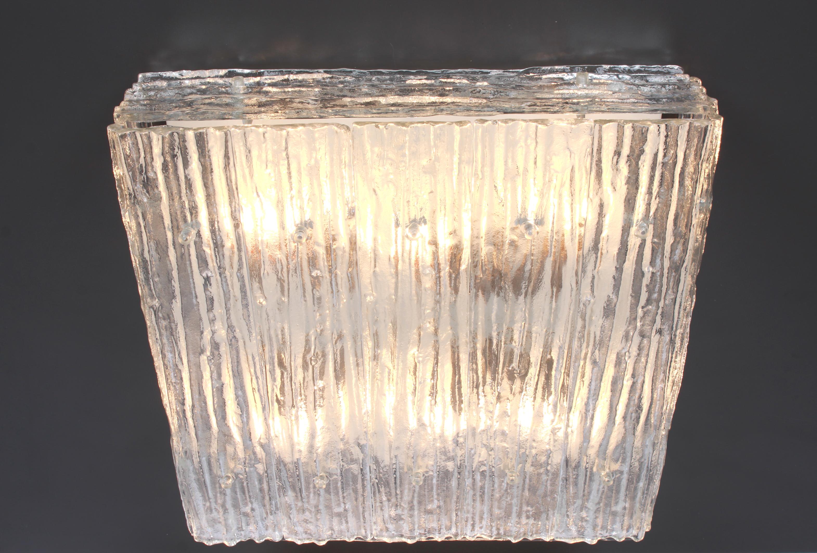 Austrian 1 of 6 Huge Murano Glass Flushmount by Kalmar, Austria, 1960s For Sale