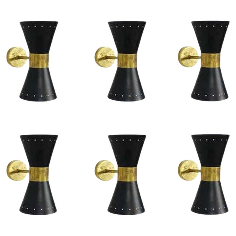 1 de 6 Aplique de pared de diseño moderno italiano Diabolo Sconce Estilo Stilnovo Latón 1950