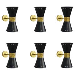 1 de 6 Aplique de pared de diseño moderno italiano Diabolo Sconce Estilo Stilnovo Latón 1950