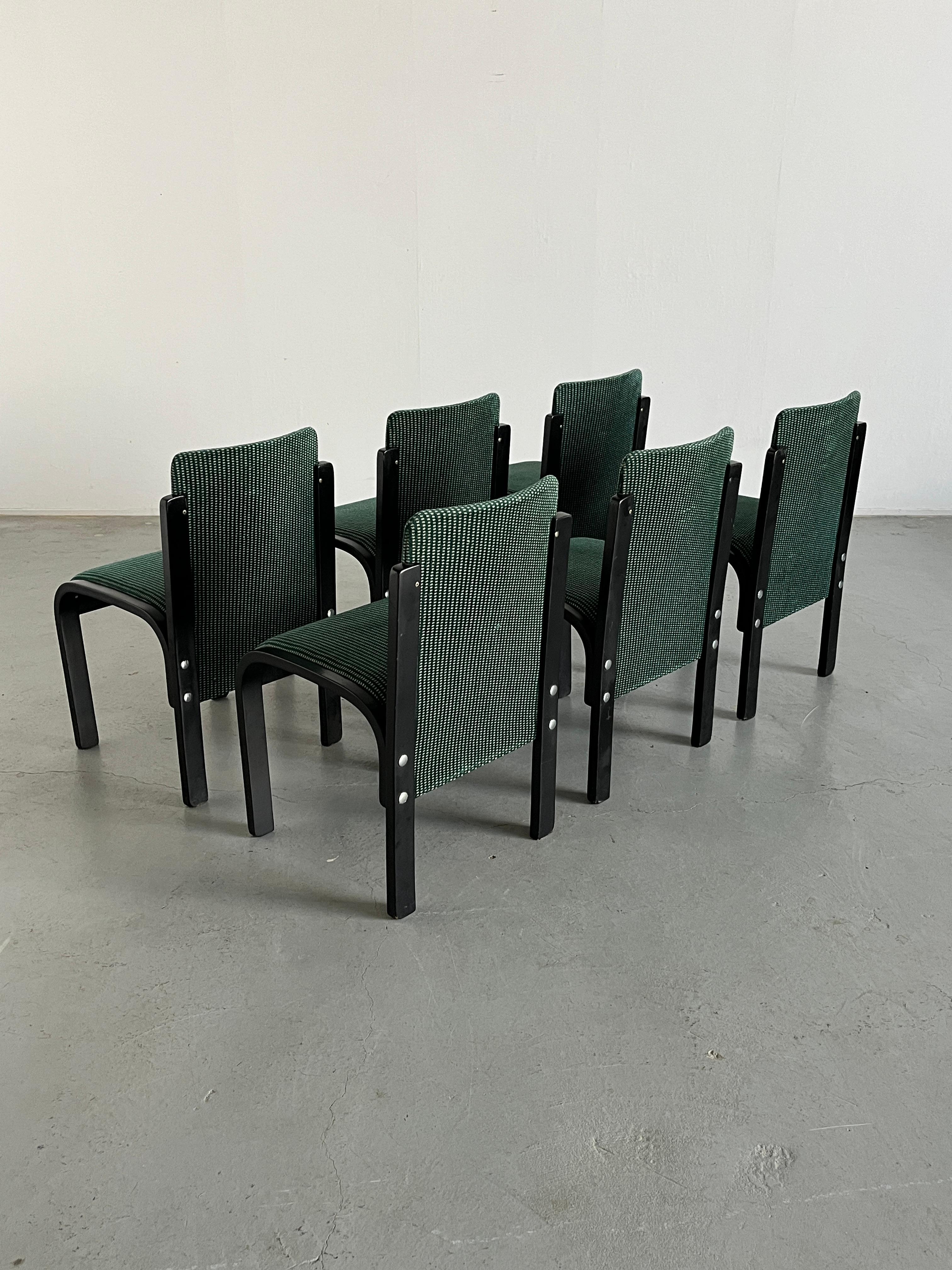 Mid-Century Modern 1 of 6 Italian Sculptural Lacquered Bentwood Dining Chairs, 1970s Italy