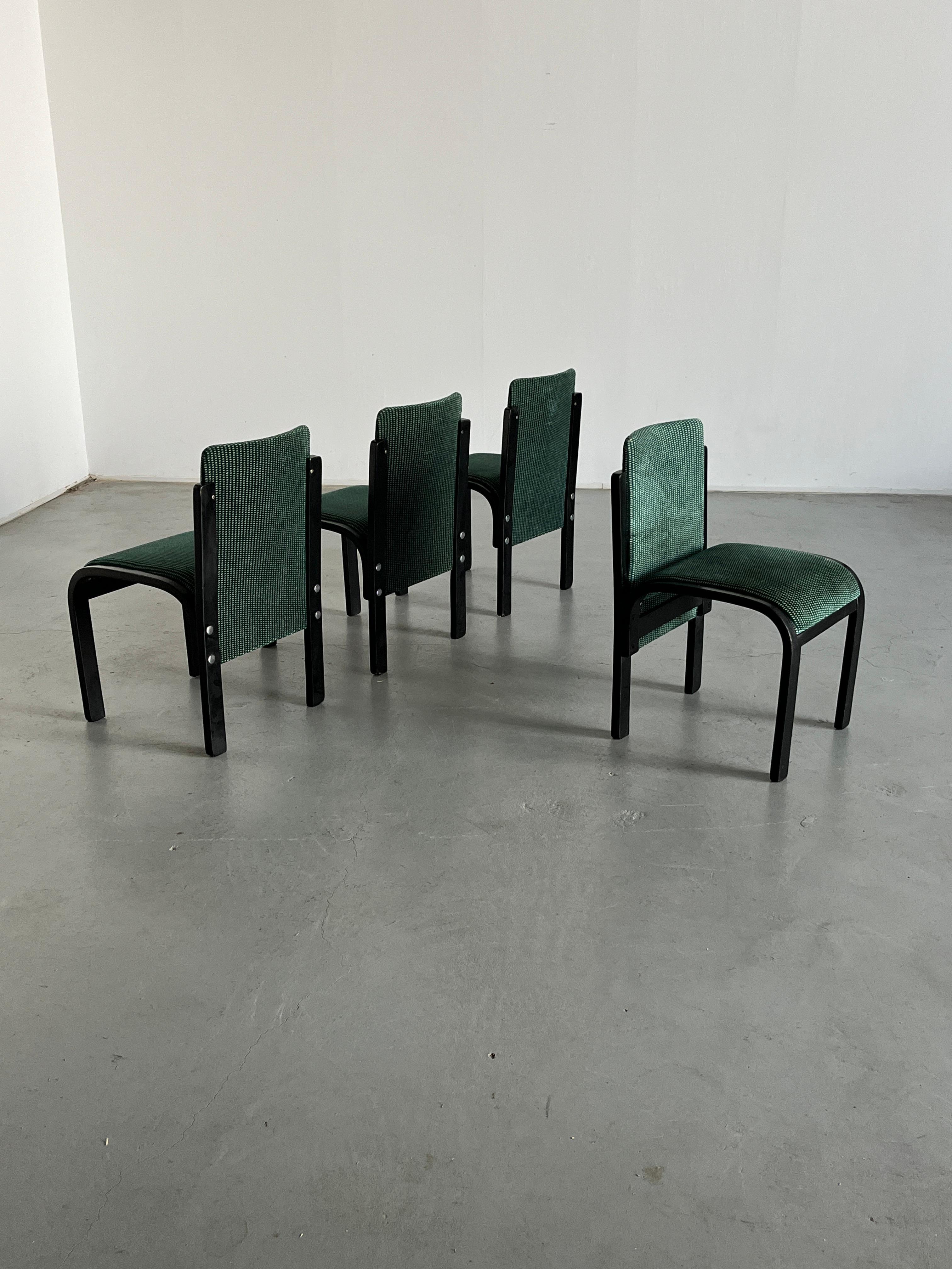 Late 20th Century 1 of 6 Italian Sculptural Lacquered Bentwood Dining Chairs, 1970s Italy