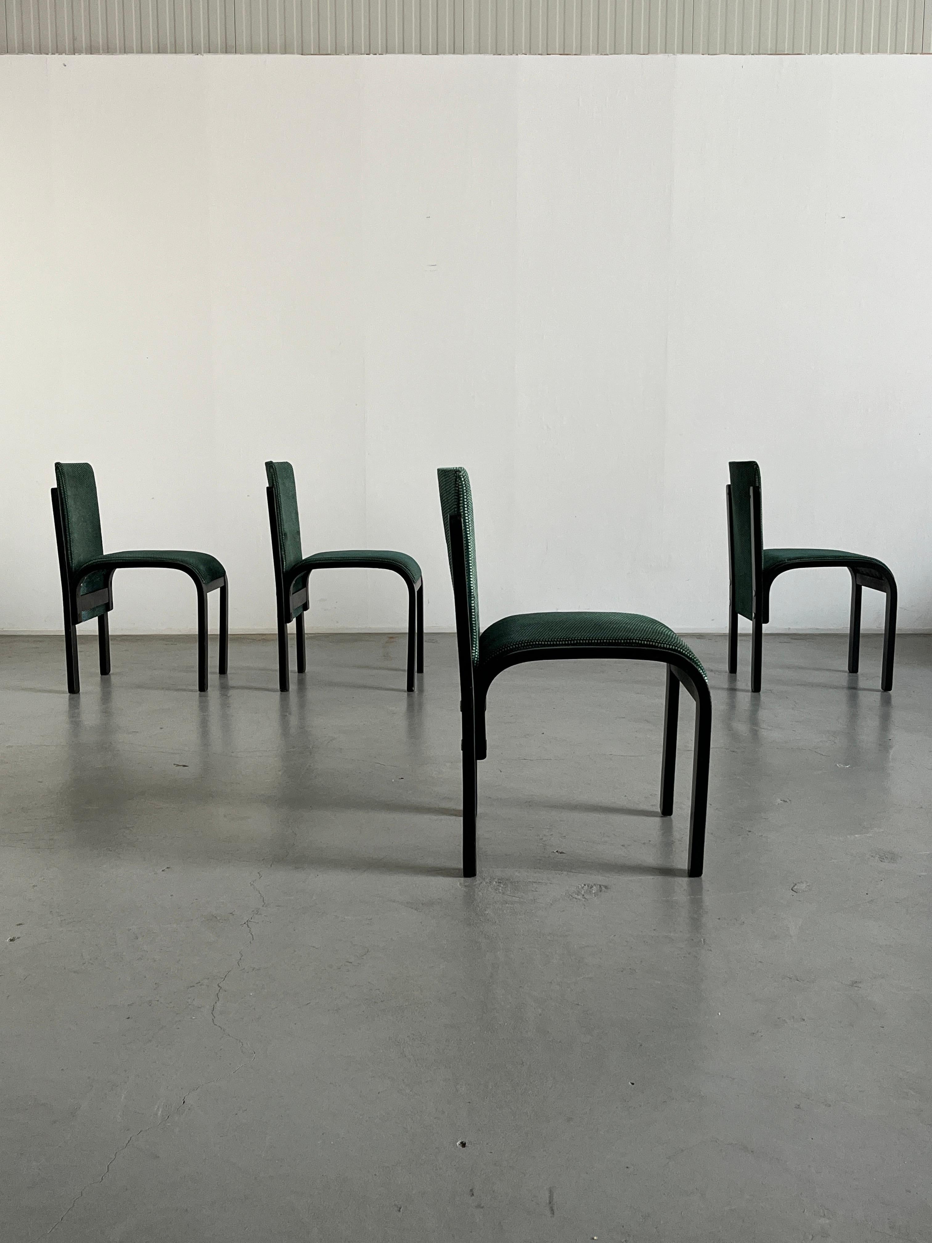 Upholstery 1 of 6 Italian Sculptural Lacquered Bentwood Dining Chairs, 1970s Italy