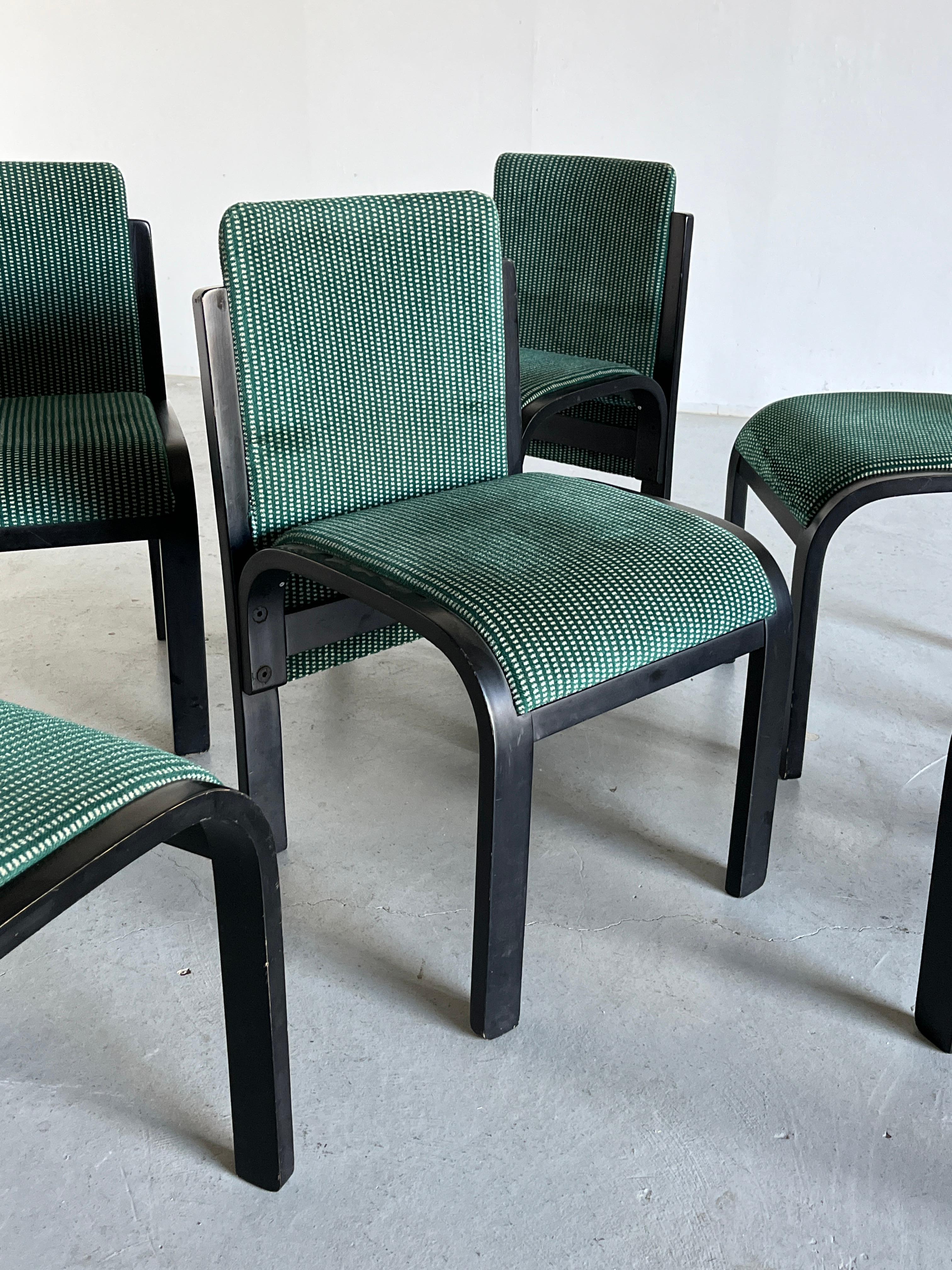 1 of 6 Italian Sculptural Lacquered Bentwood Dining Chairs, 1970s Italy 1