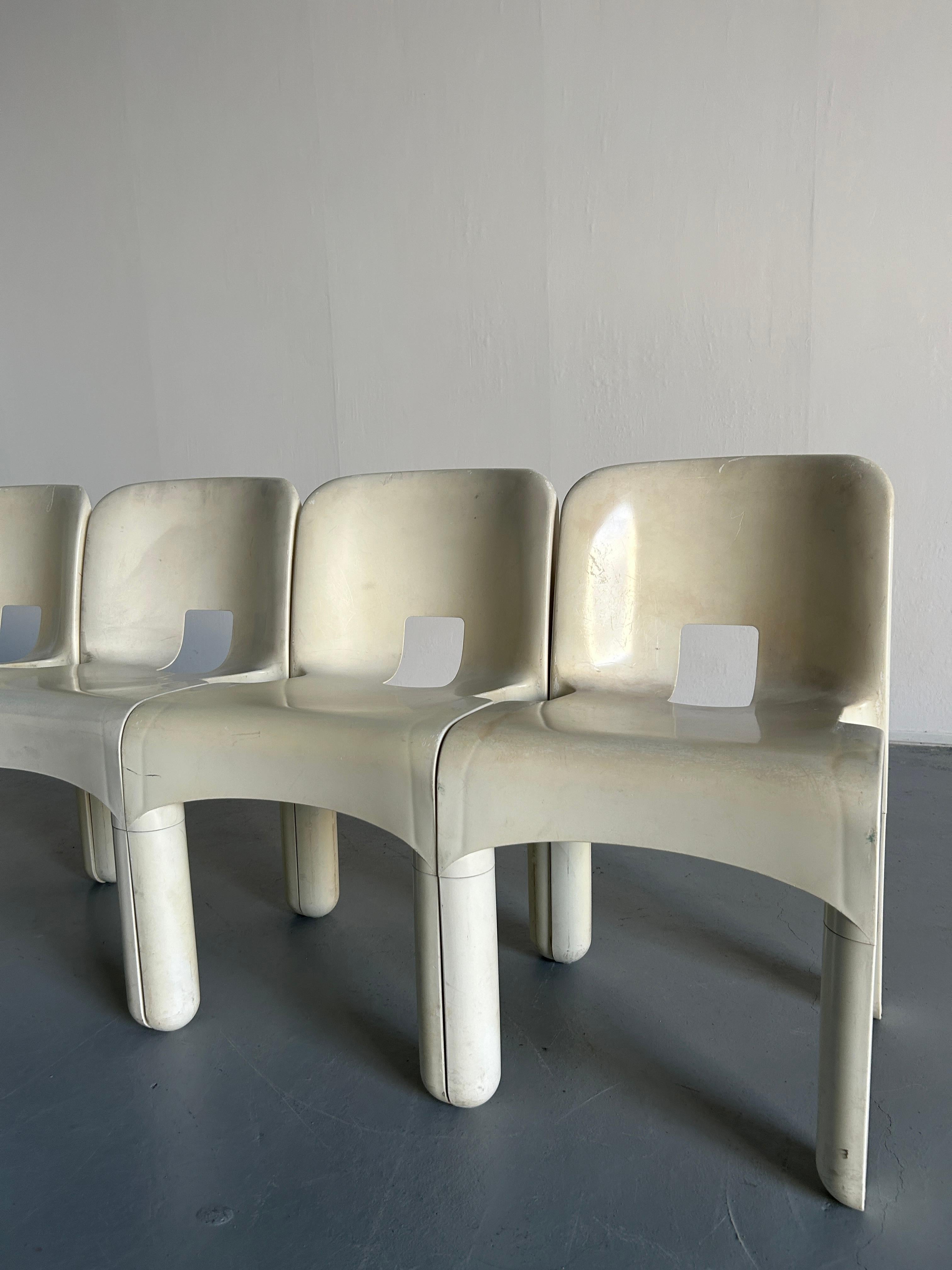 italien 1 de 6 chaises Joe Colombo modèle « 4867 » ou « University » en édition blanche pour Kartell