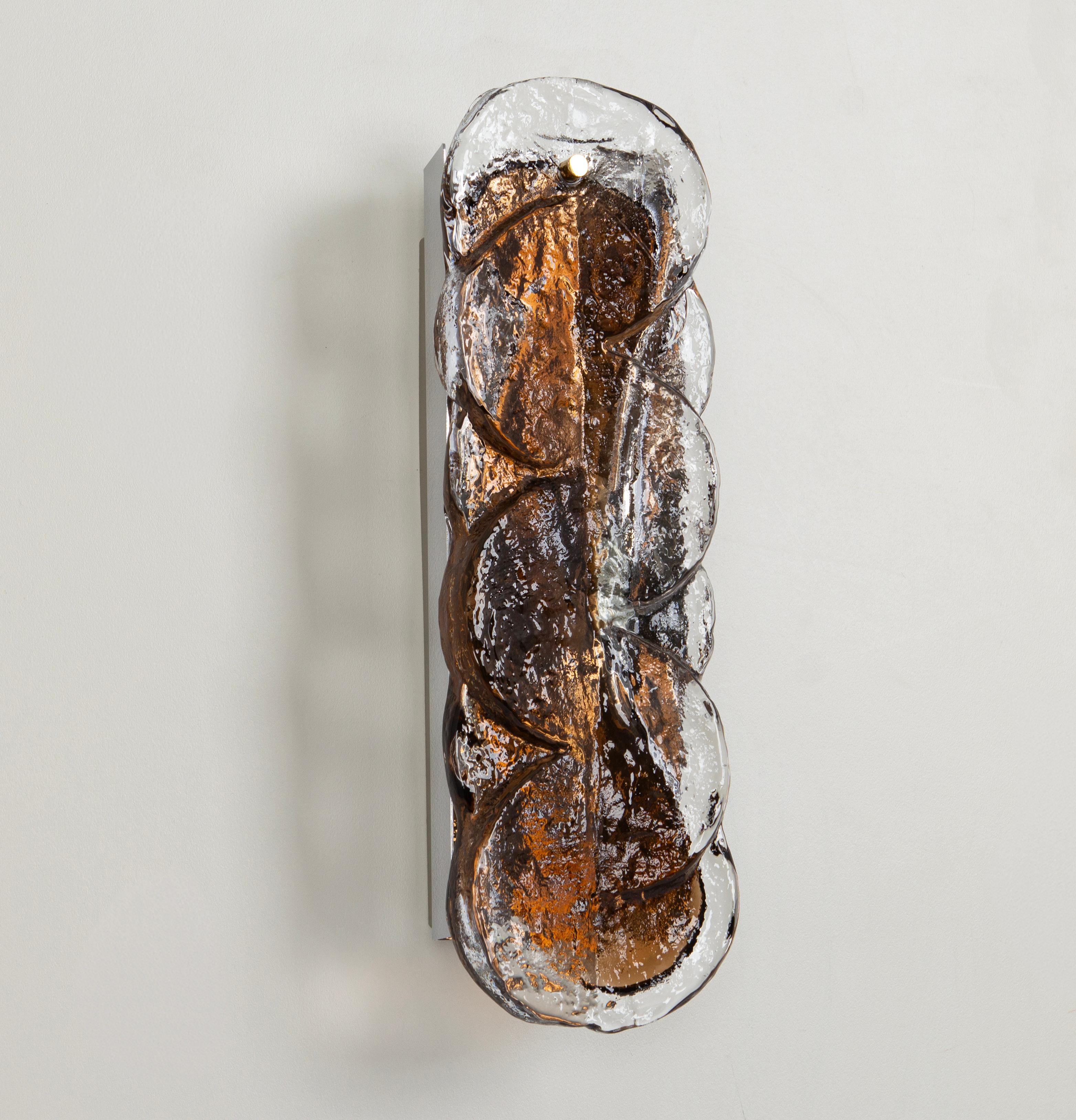 Metà XX secolo 1 di 6 grandi lampade a parete Kalmar Murano Glass Sconces Citrus, Austria, anni '60 in vendita