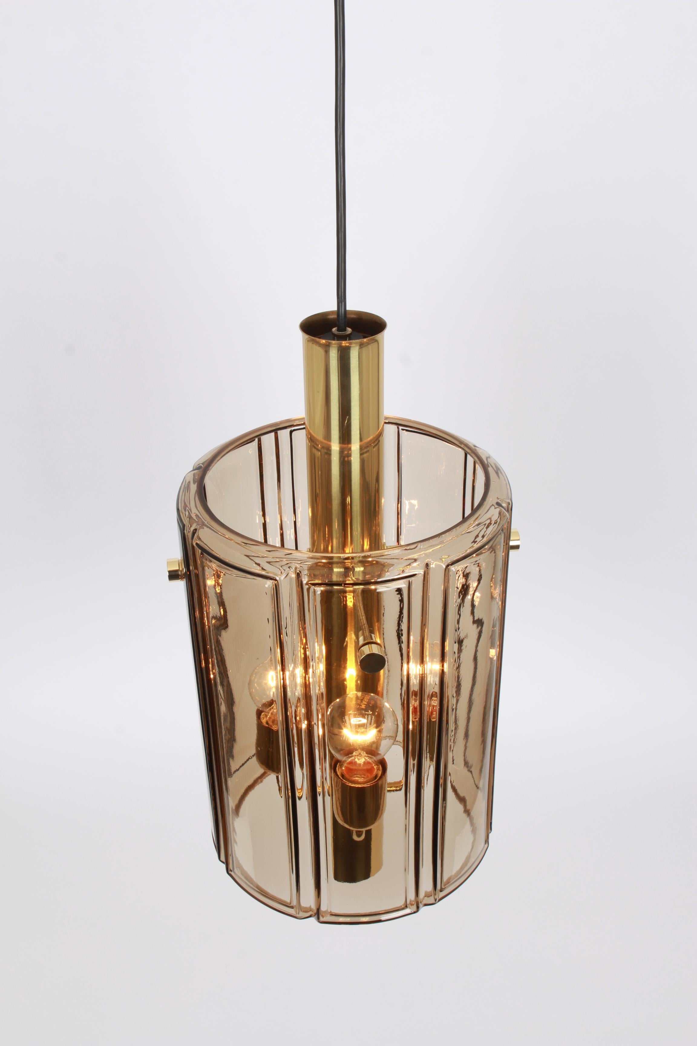 1 of 3 Large Lantern Form Pendant Glass Shade by Limburg, Germany, 1960s For Sale 2