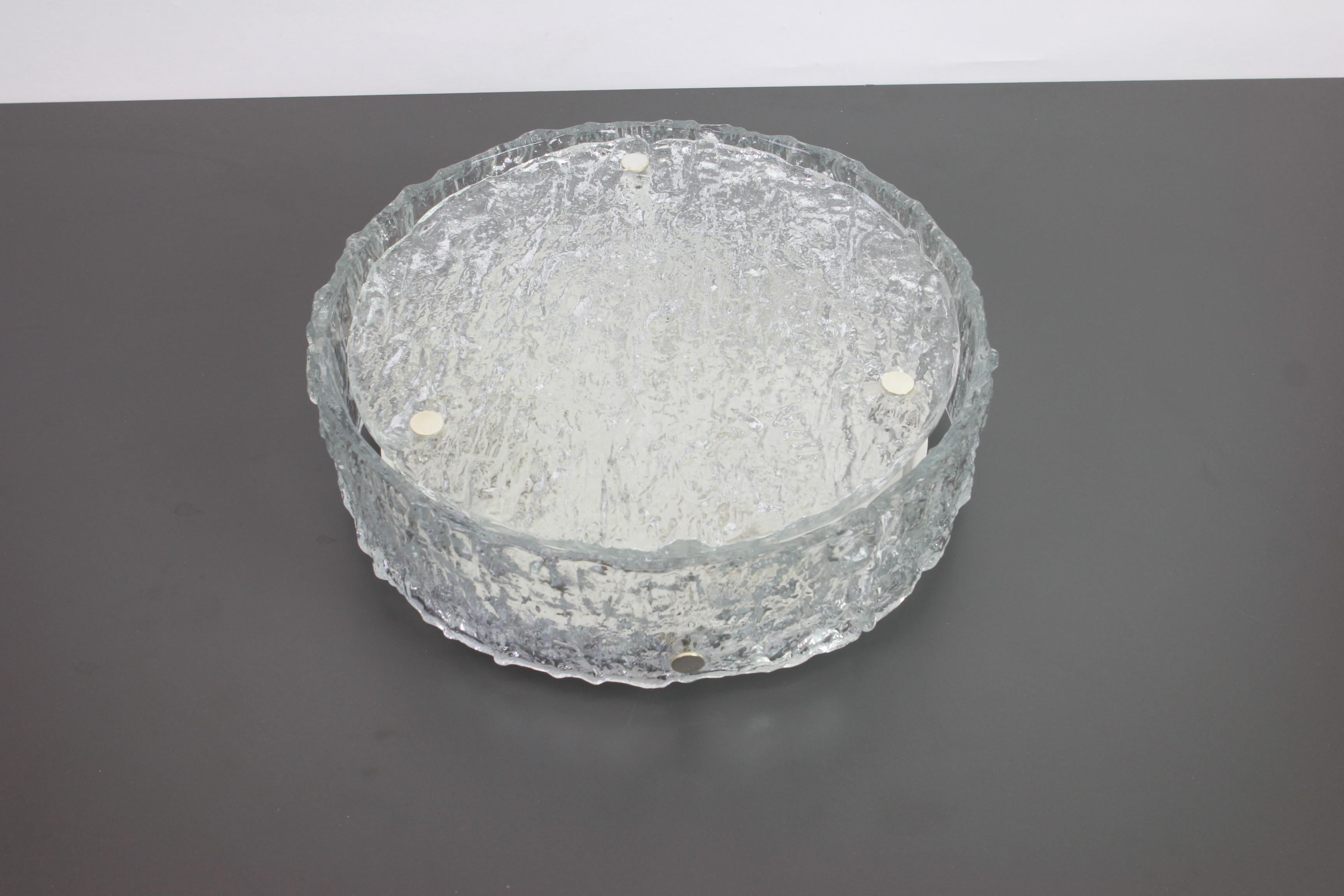 1 of 6 Large Murano Glass Flush Mount Fixture by Kaiser, Germany, 1960s For Sale 1