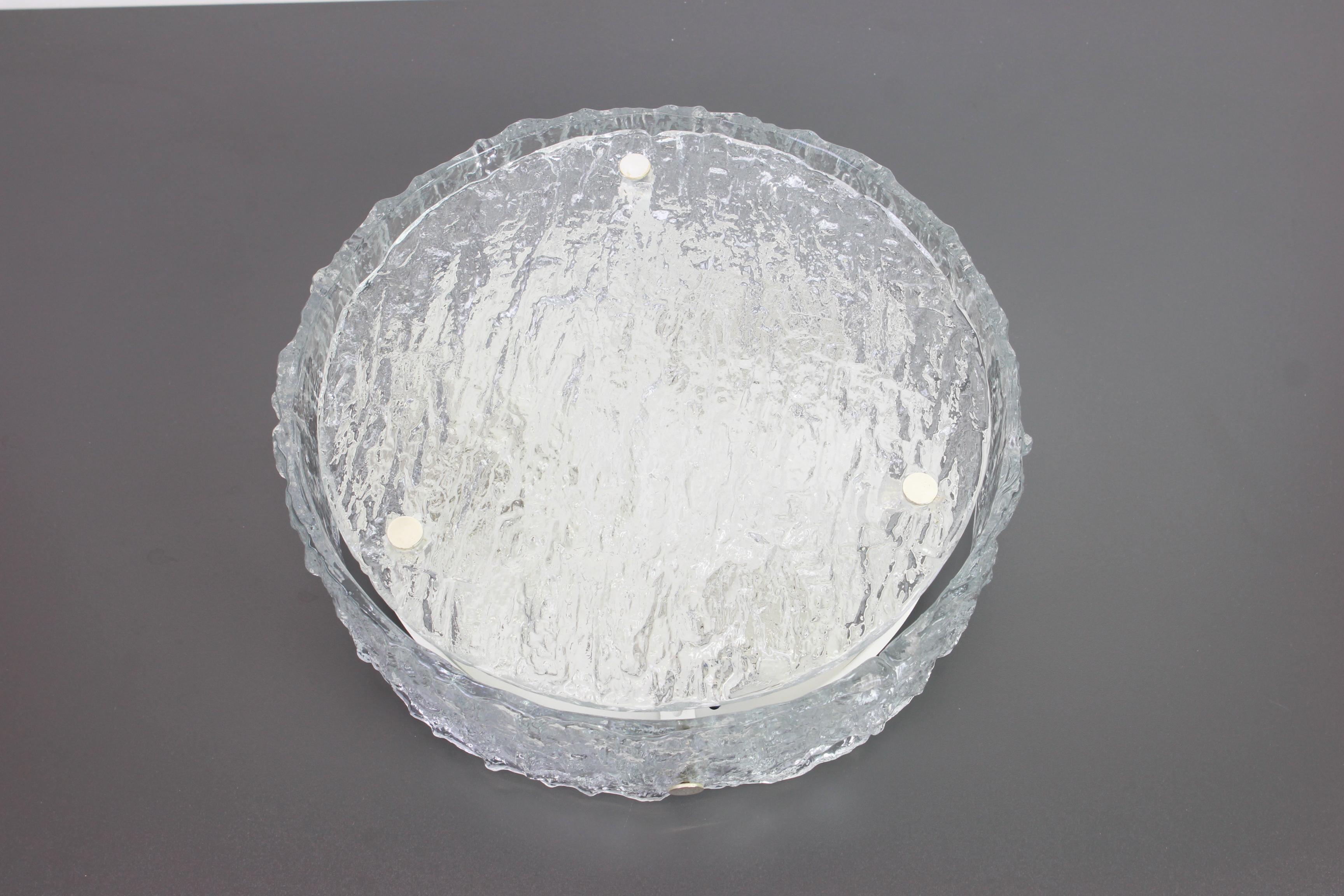 Large Murano Glass Flush Mount Fixture by Kaiser, Germany, 1960s For Sale 1