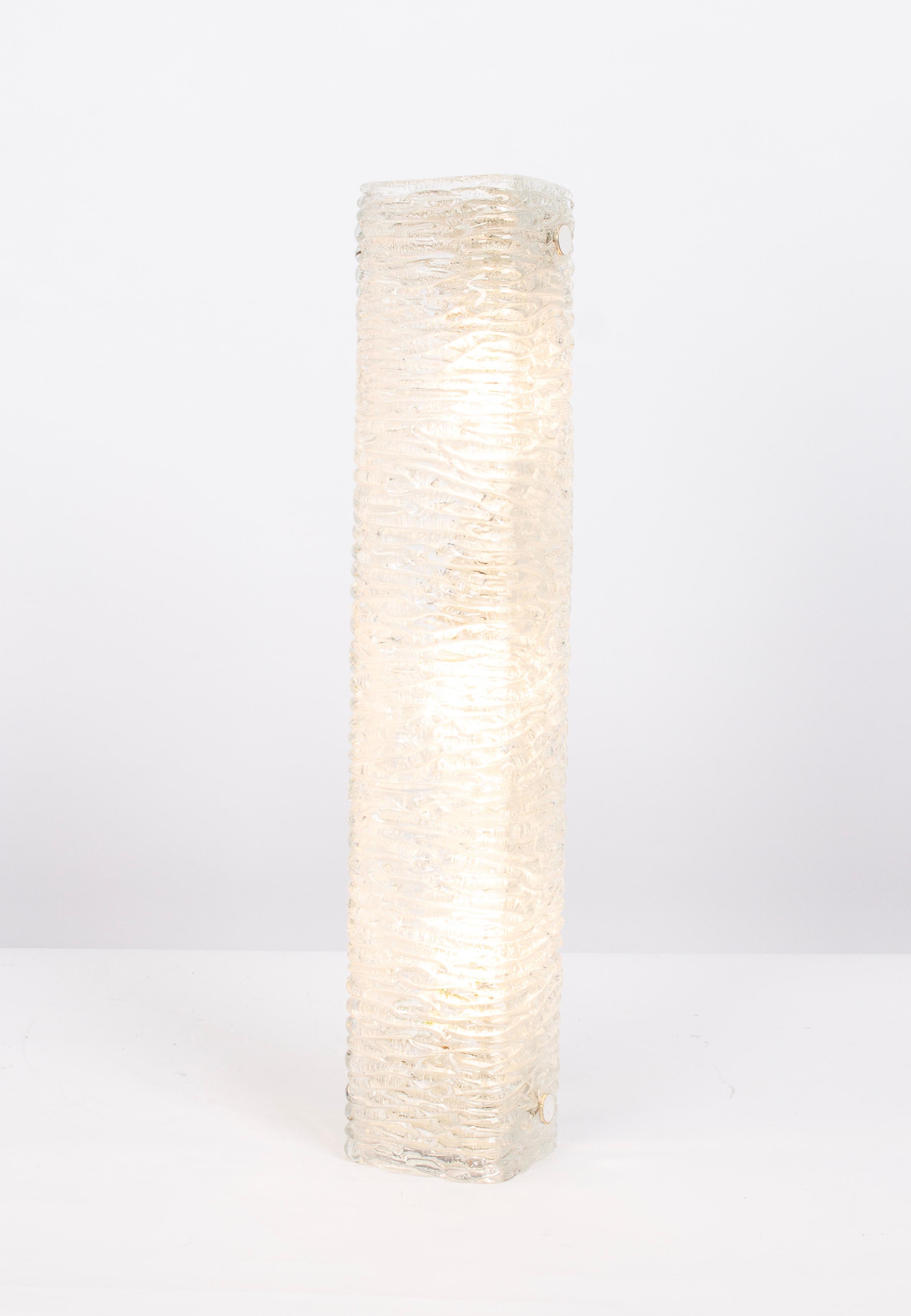 Late 20th Century 1 of 6 Large Murano Ice Glass Vanity Sconces by Kaiser, Germany, 1970s For Sale