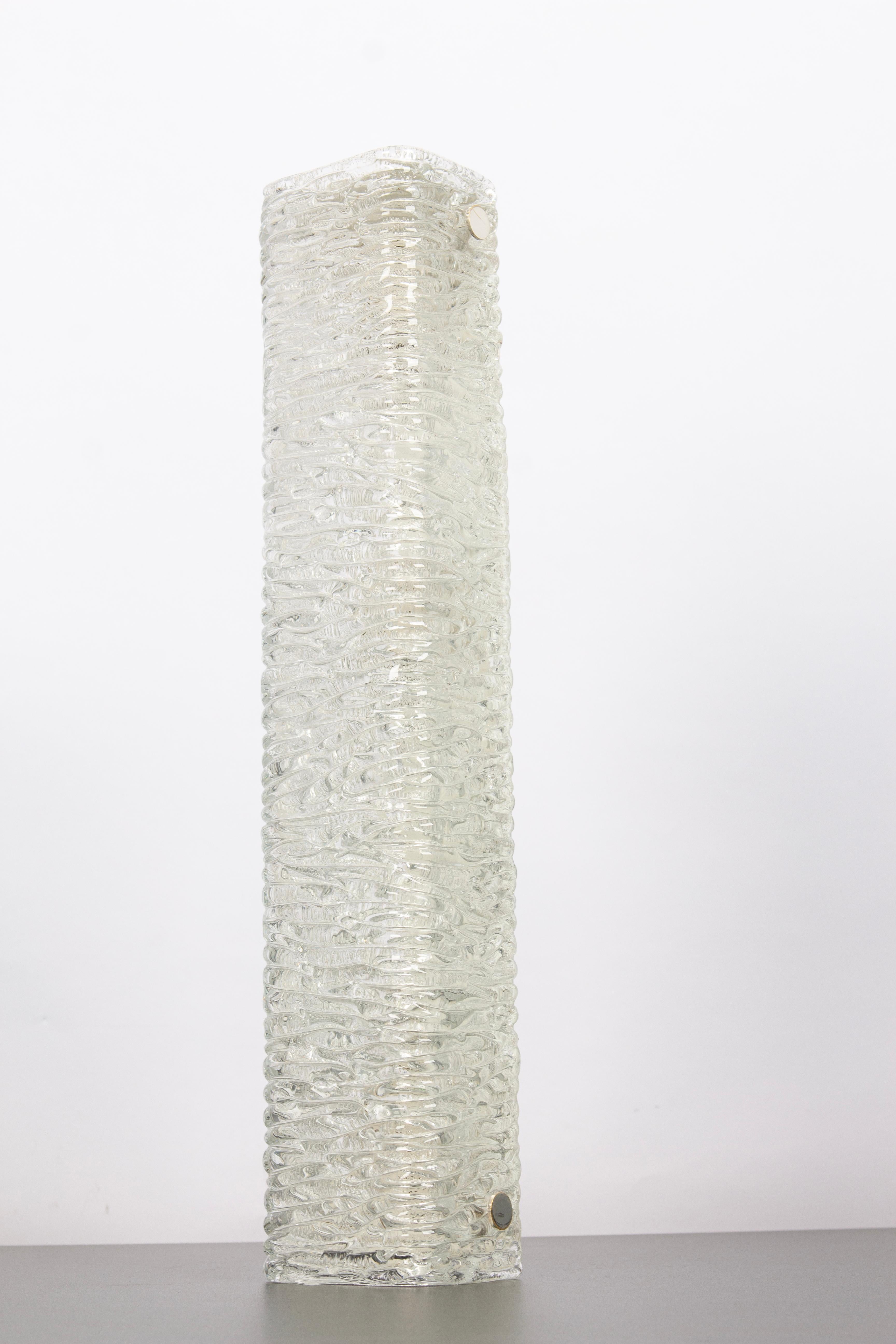 1 von 6 großen Waschtisch-Wandleuchtern aus Murano-Eisglas von Kaiser, Deutschland, 1970er Jahre im Angebot 3