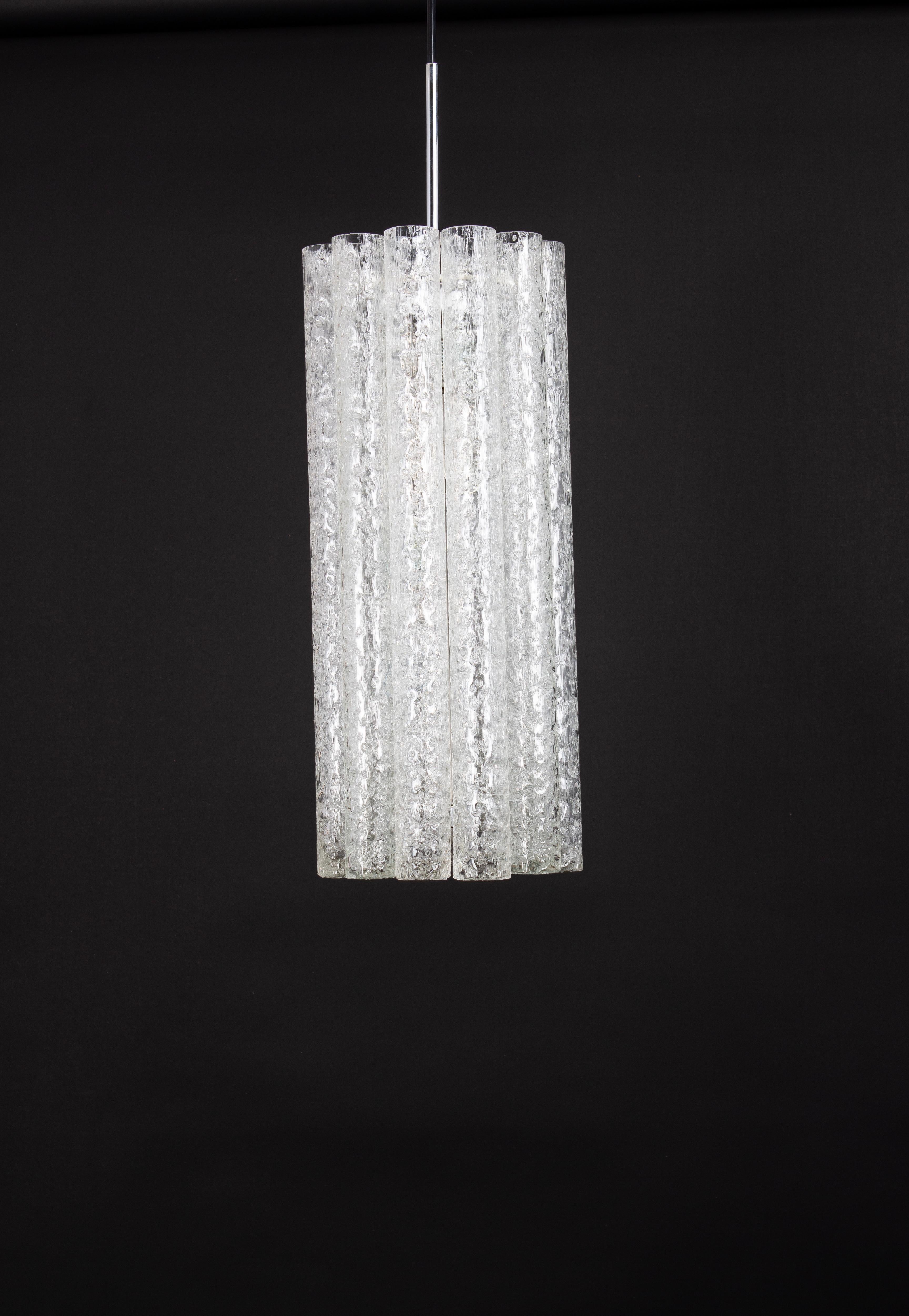1 of 6 Large Murano Tubes Pendant Lights by Doria, 1970s For Sale 5