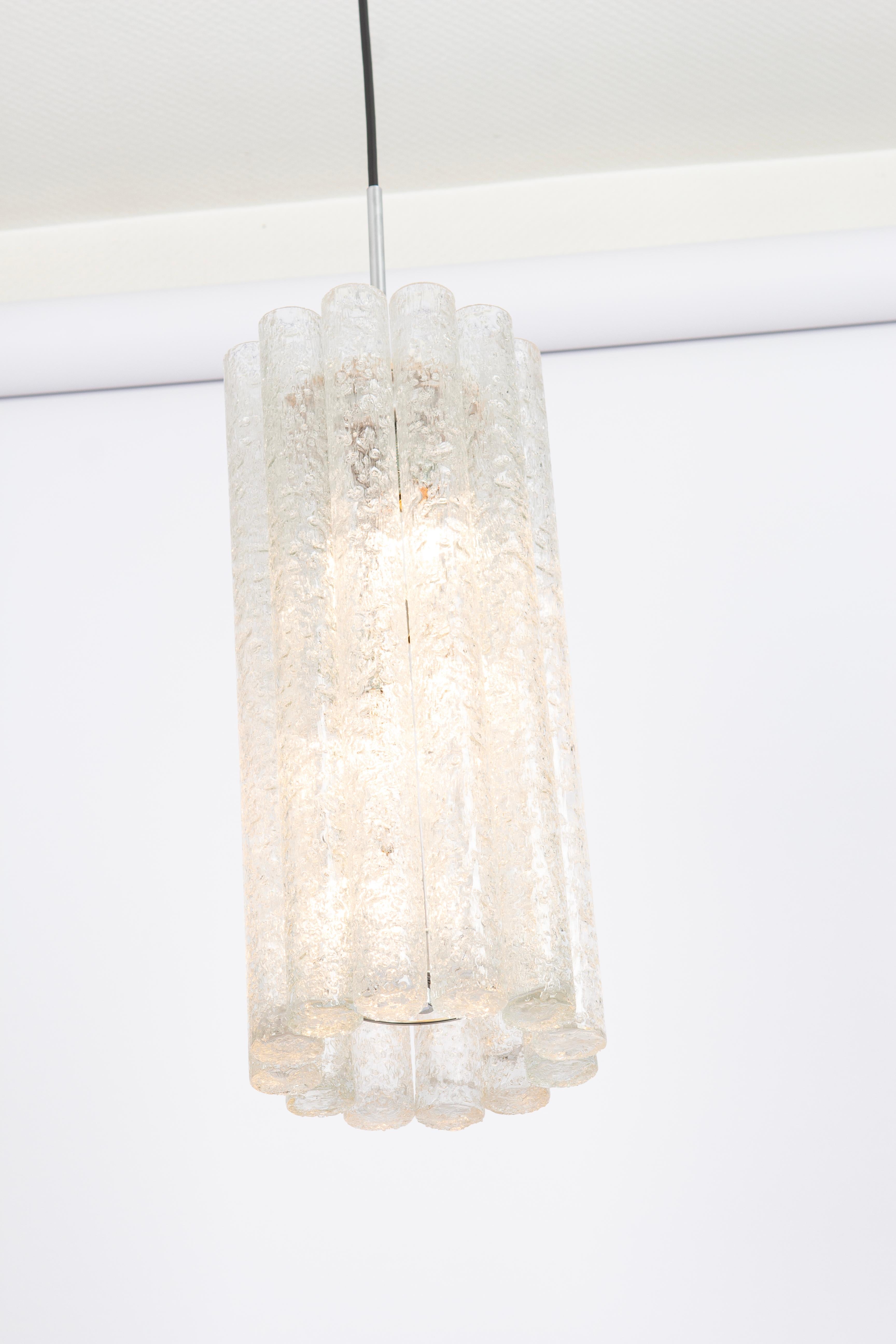 1 of 6 Large Murano Tubes Pendant Lights by Doria, 1970s For Sale 1