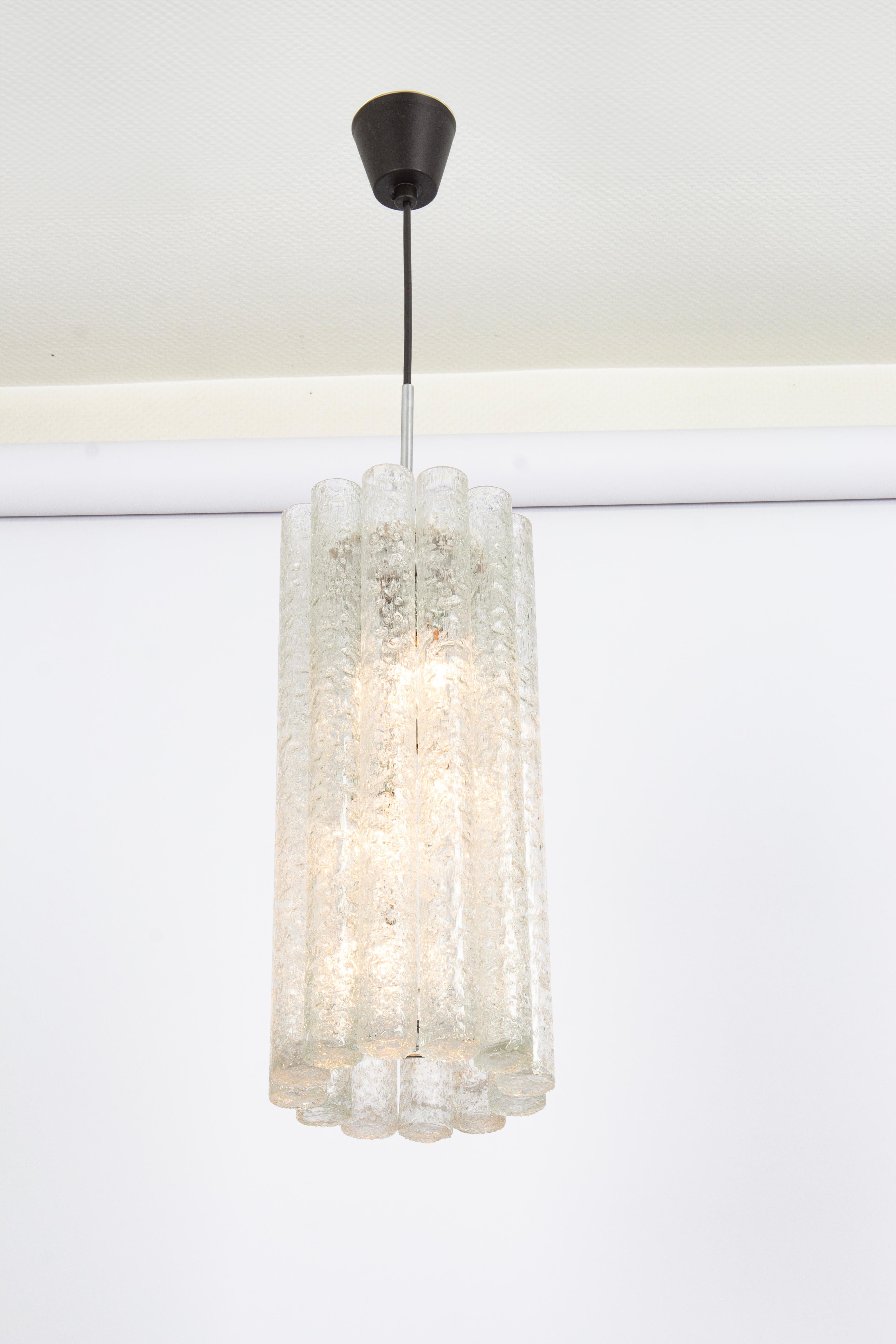 1 of 6 Large Murano Tubes Pendant Lights by Doria, 1970s For Sale 2